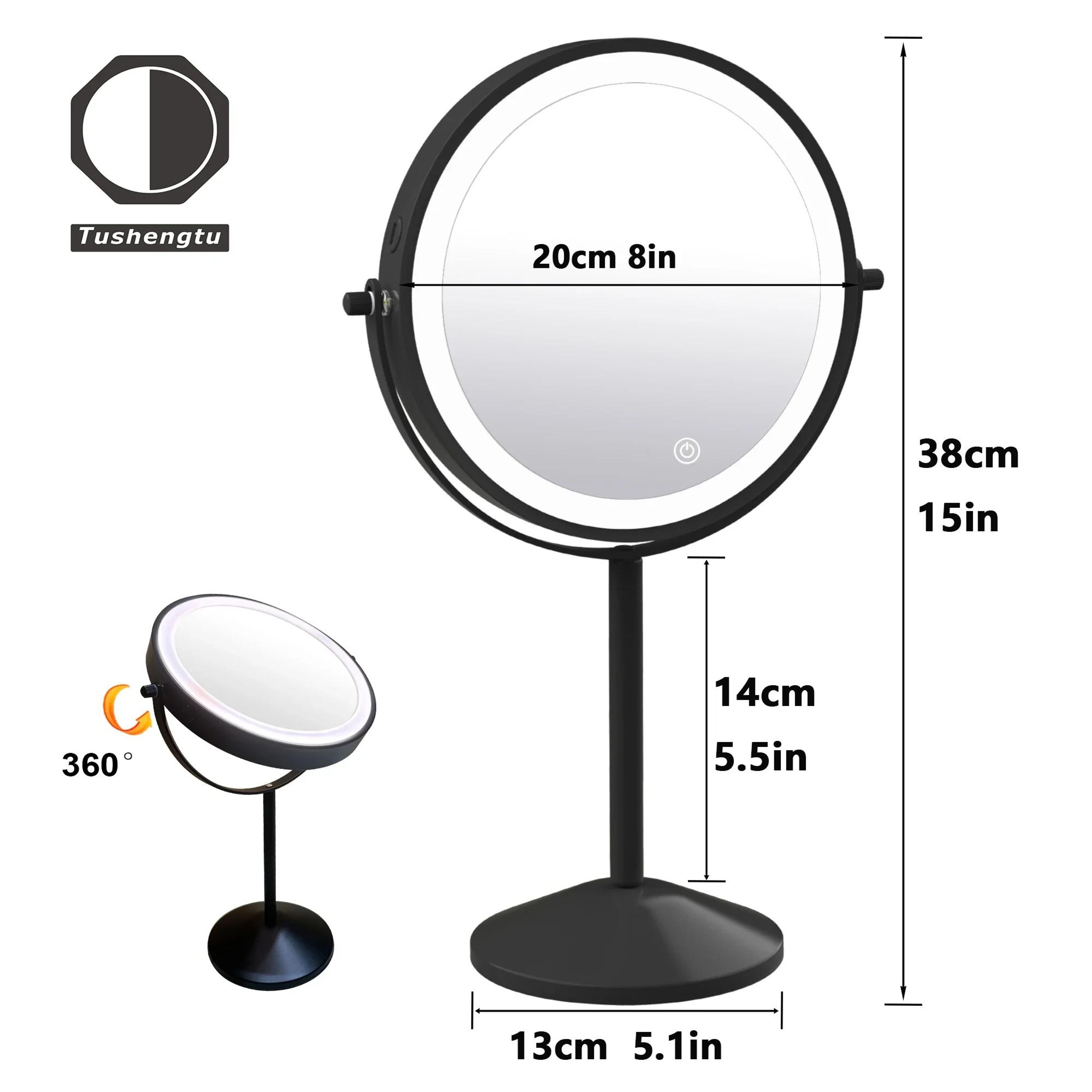 rechargeable lighted makeup mirror – 1x 10x magnifying double-sided led vanity mirror with 3 light modes 360°