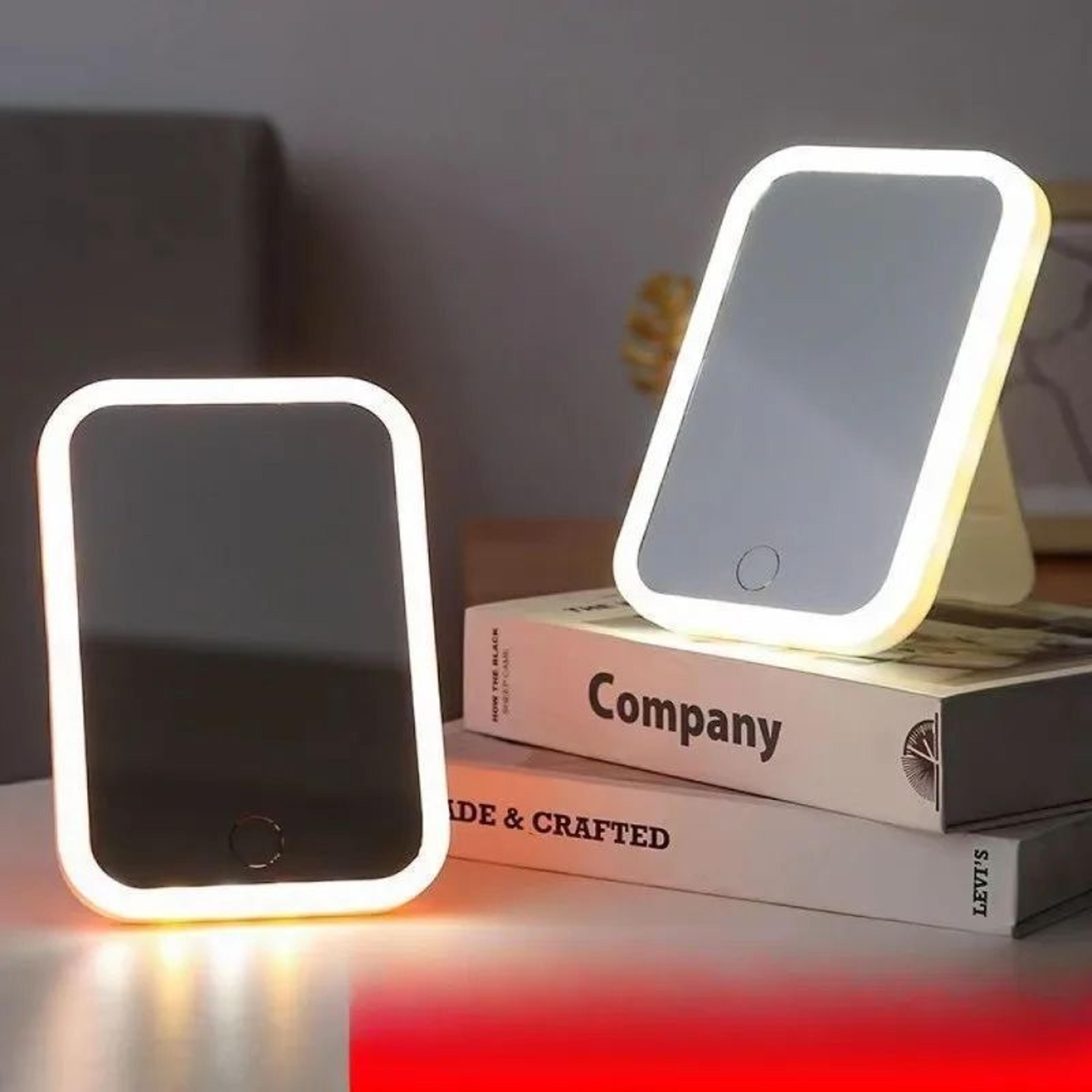 led lighted makeup mirror – stylish large desktop vanity mirror for student dorm bedroom beauty and daily makeup routine