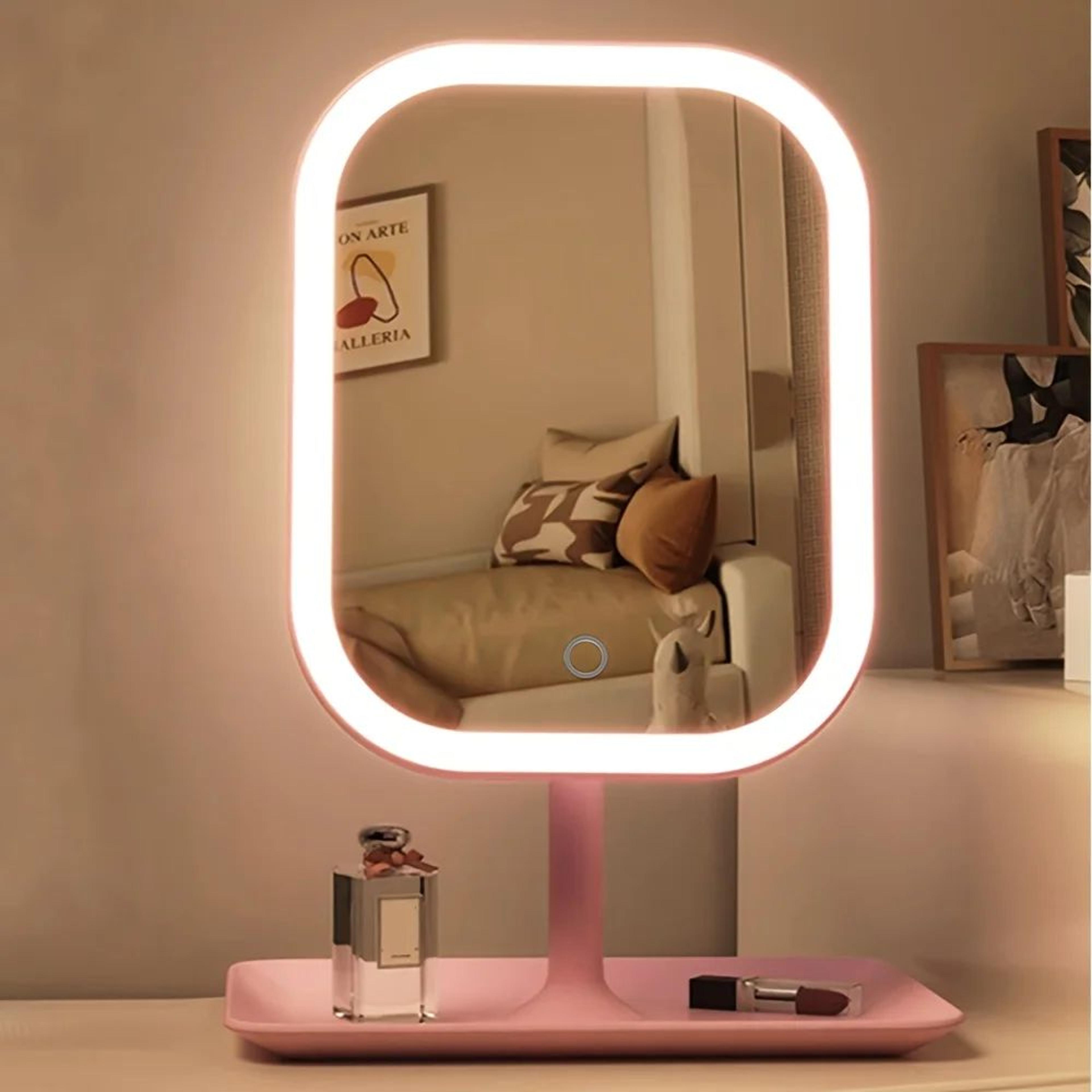 rechargeable led makeup mirror – touch control 3 light modes adjustable brightness desktop vanity mirror for travel