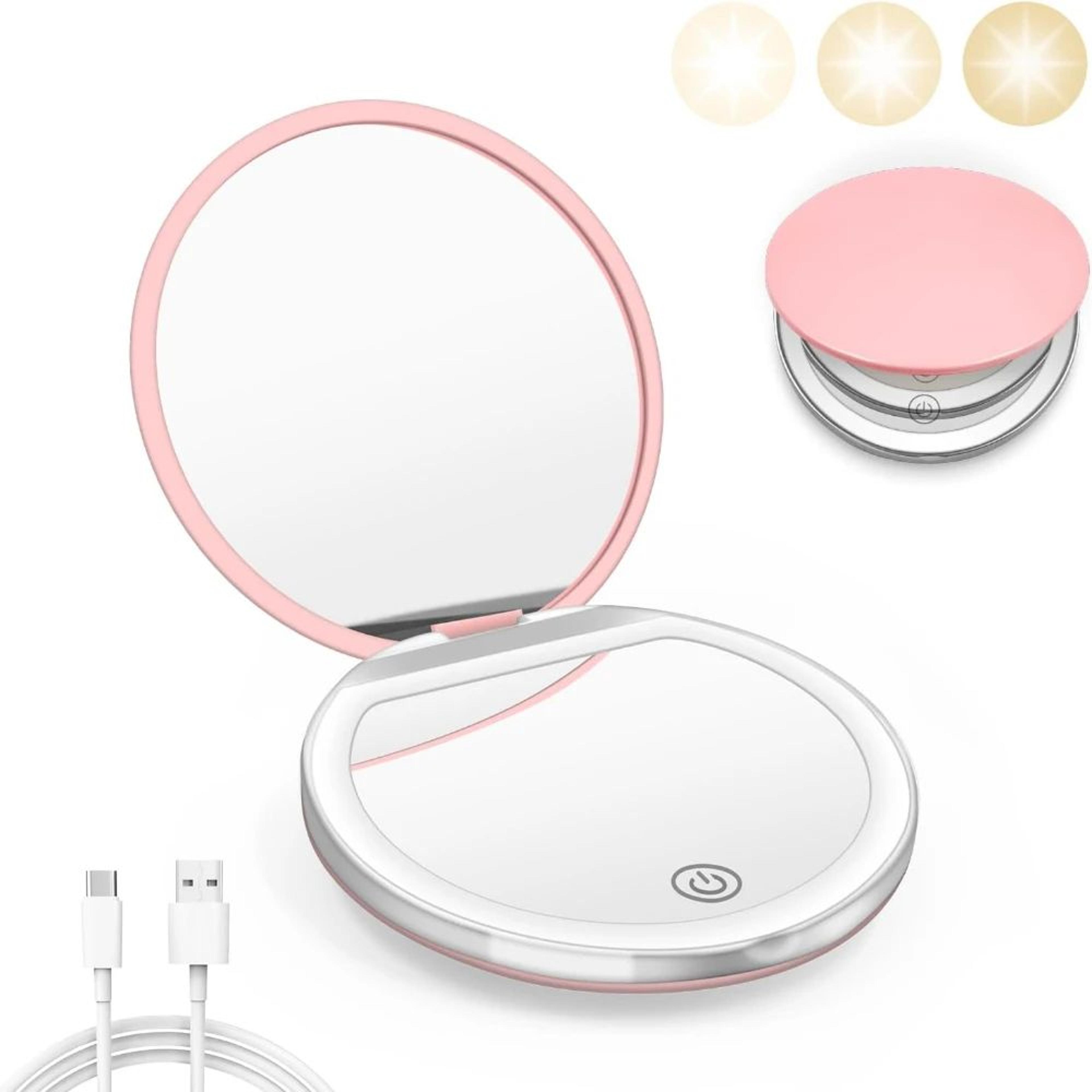led compact makeup mirror – 1x 3x magnifying usb rechargeable pocket purse mirror for women travel beauty gift