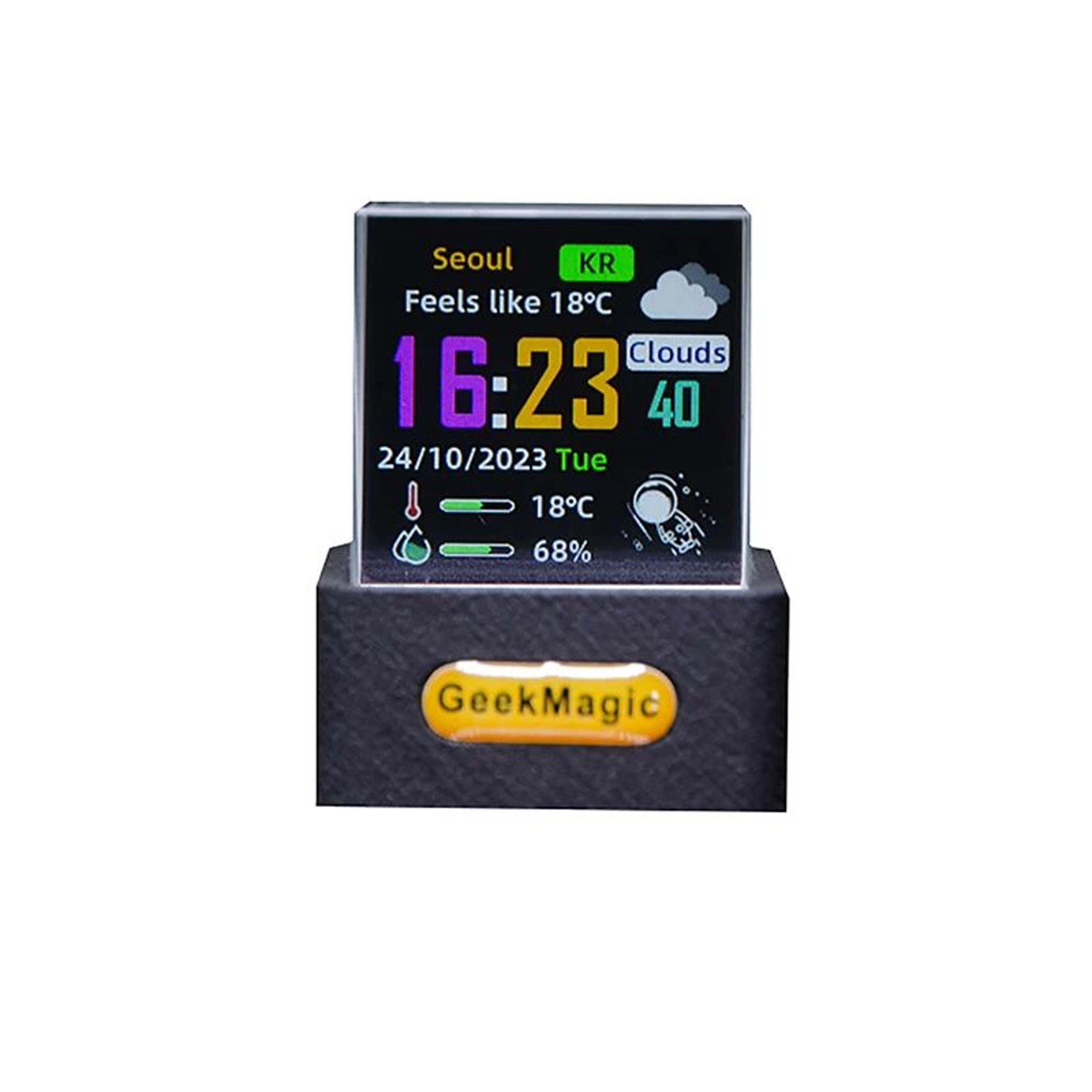 crystal cube smart weather clock – wifi digital desktop photo display with gif animations, album & holographic design
