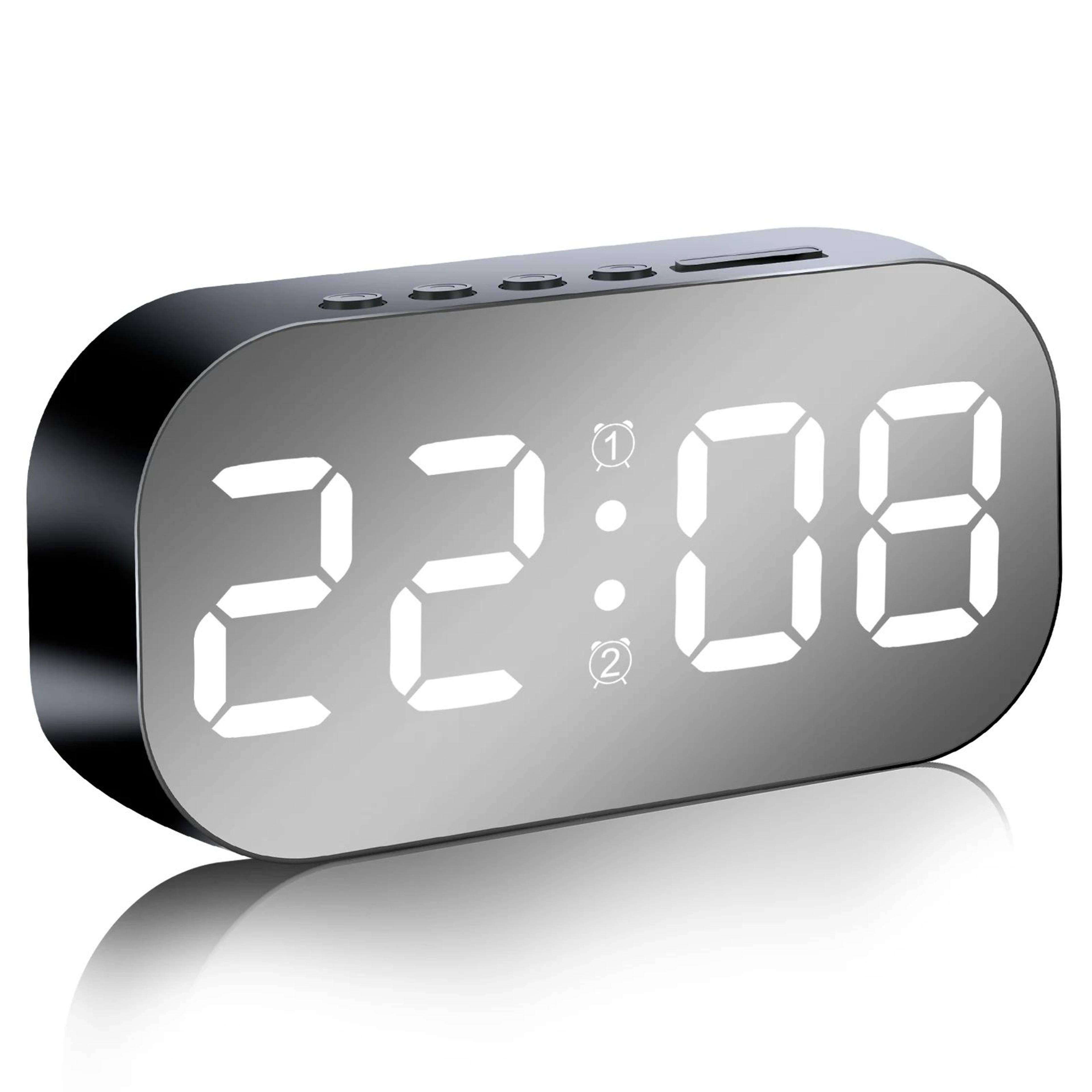 dimmable digital alarm clock – usb desktop clock with dual alarms, temperature display, snooze & night light