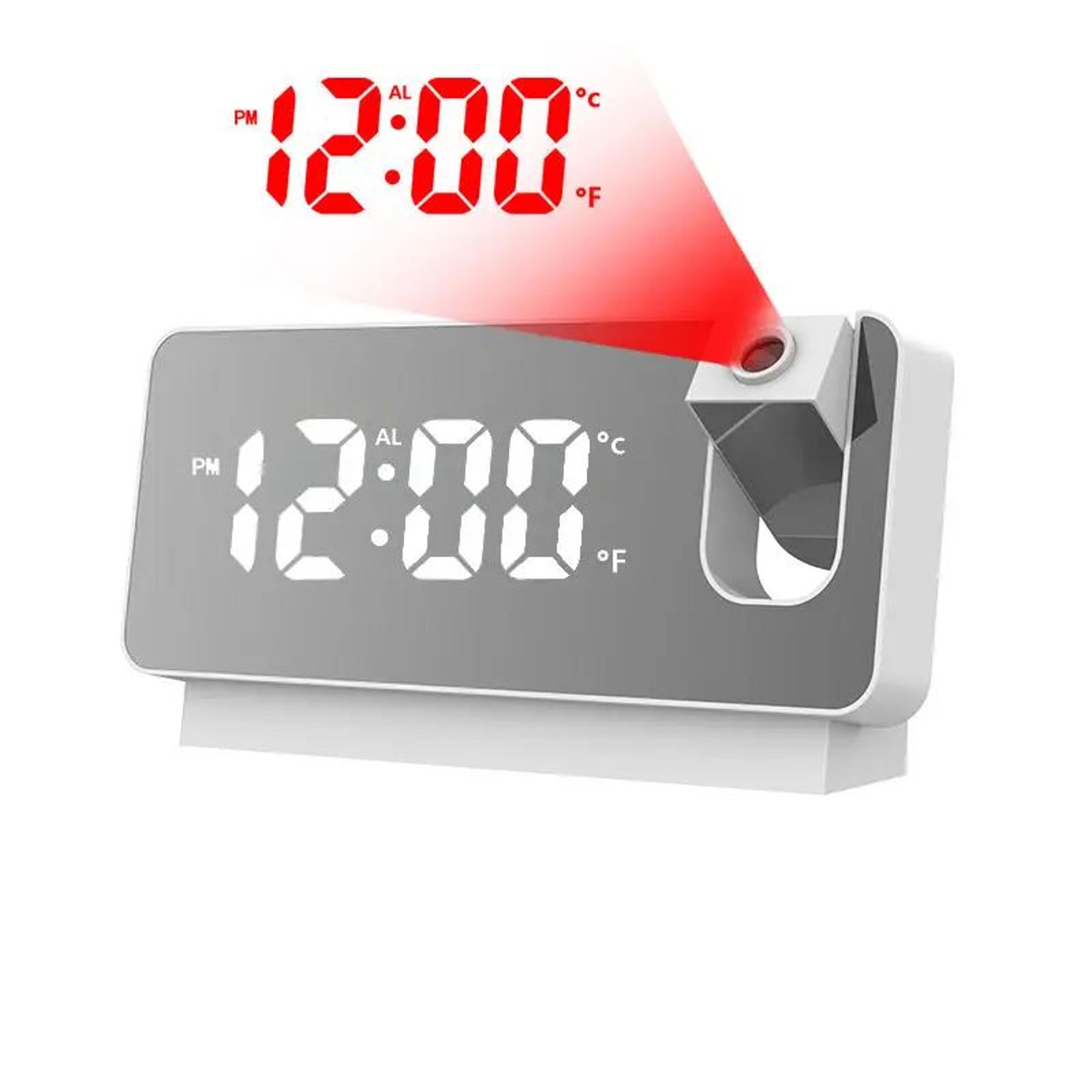 projection alarm clock – led digital ceiling wall projector with dual alarm, snooze, temperature & mirror display