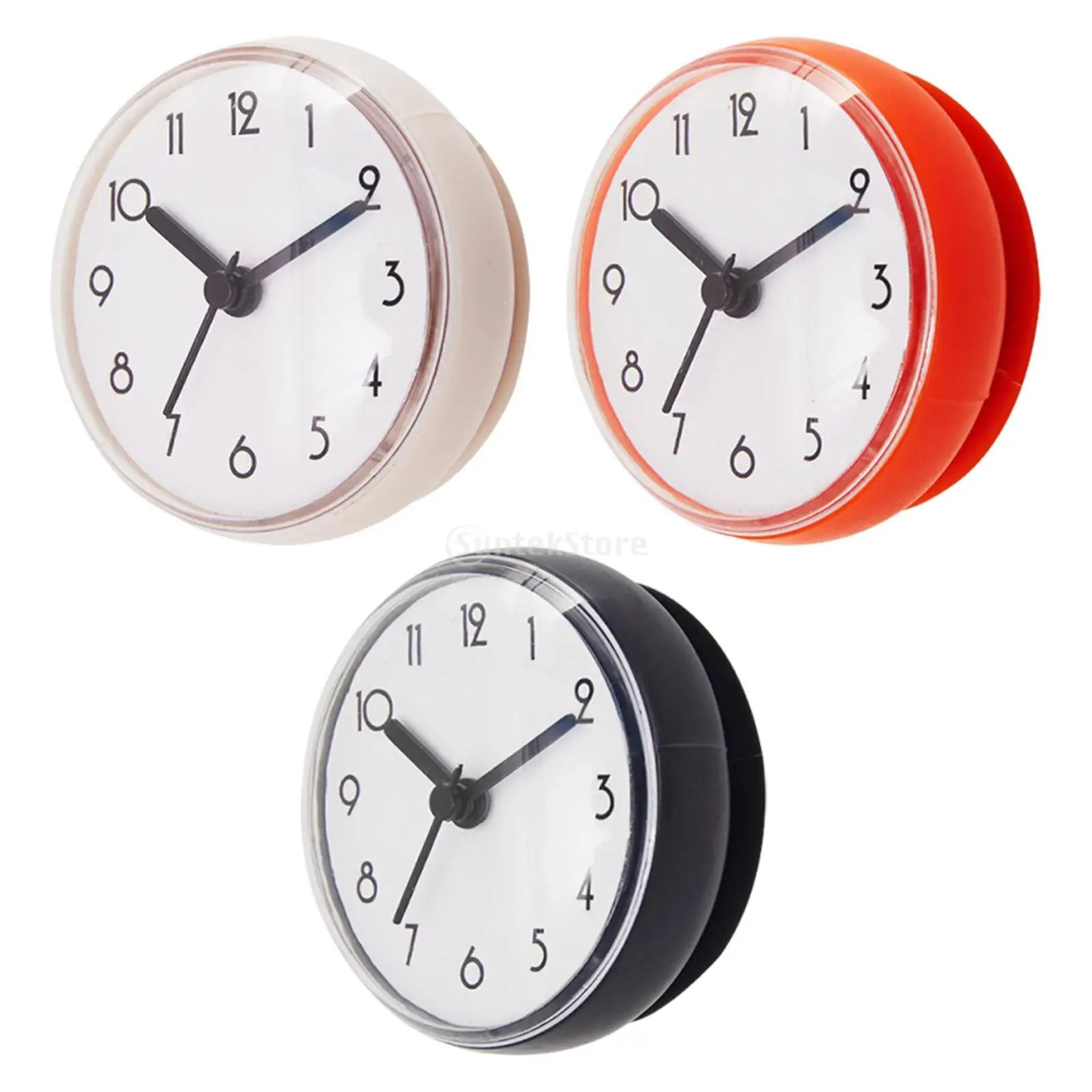 waterproof bathroom shower clock – 2.95 in compact suction cup wall clock for mirror, kitchen, pool & refrigerator