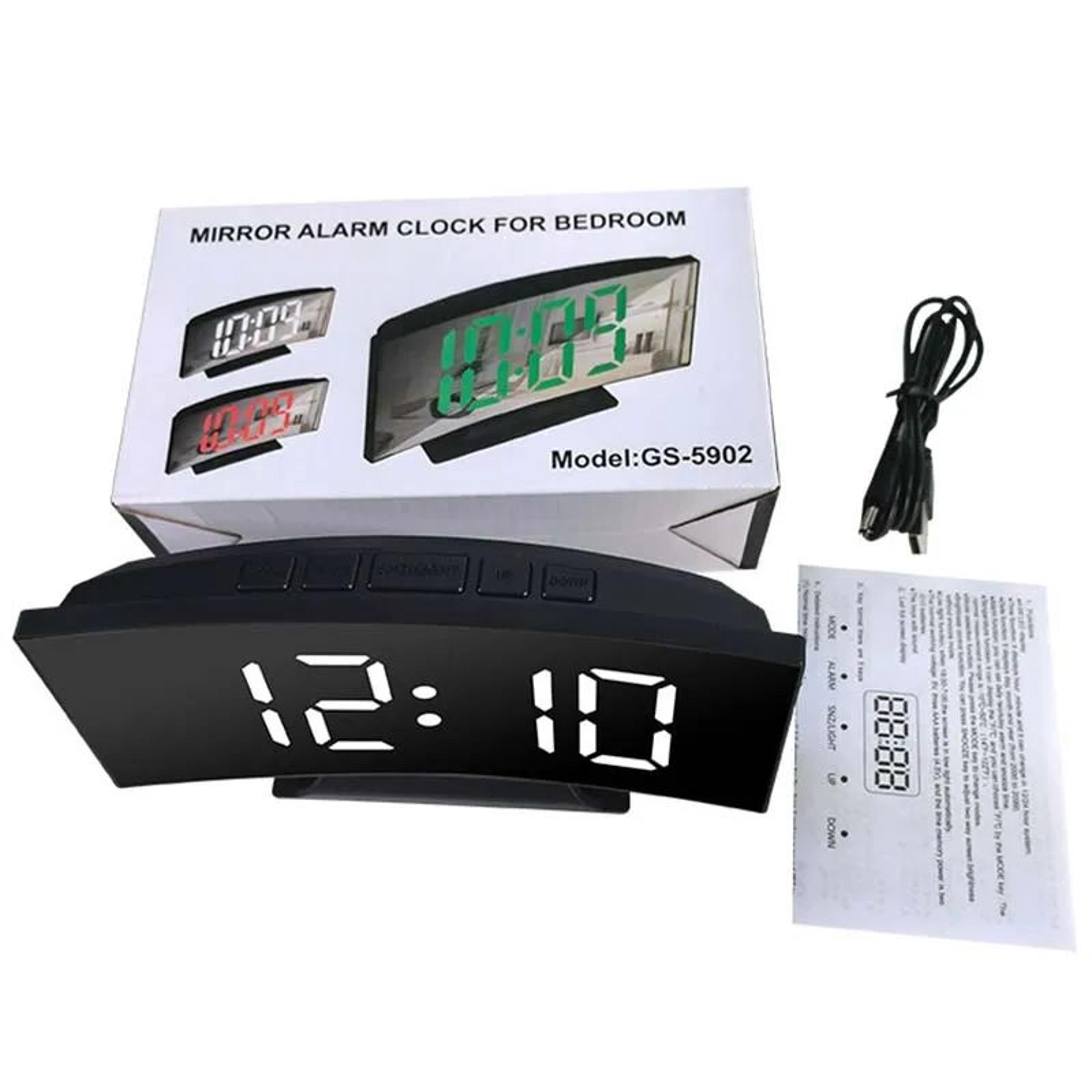 led mirror digital alarm clock – desktop makeup mirror with temperature display for bedroom office travel table decor