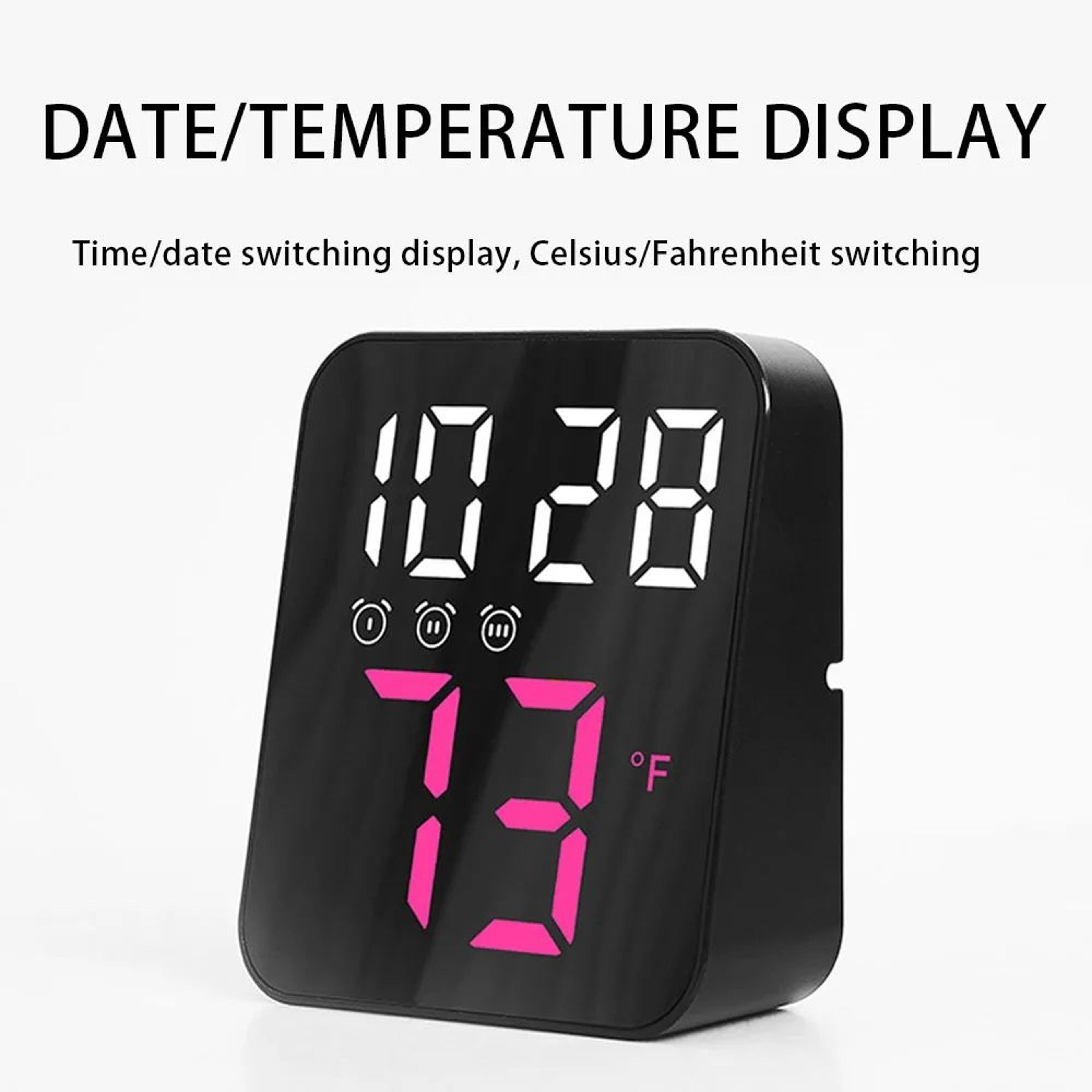 led digital alarm clock – 3.94 in compact temperature display with voice control, night light & adjustable brightness