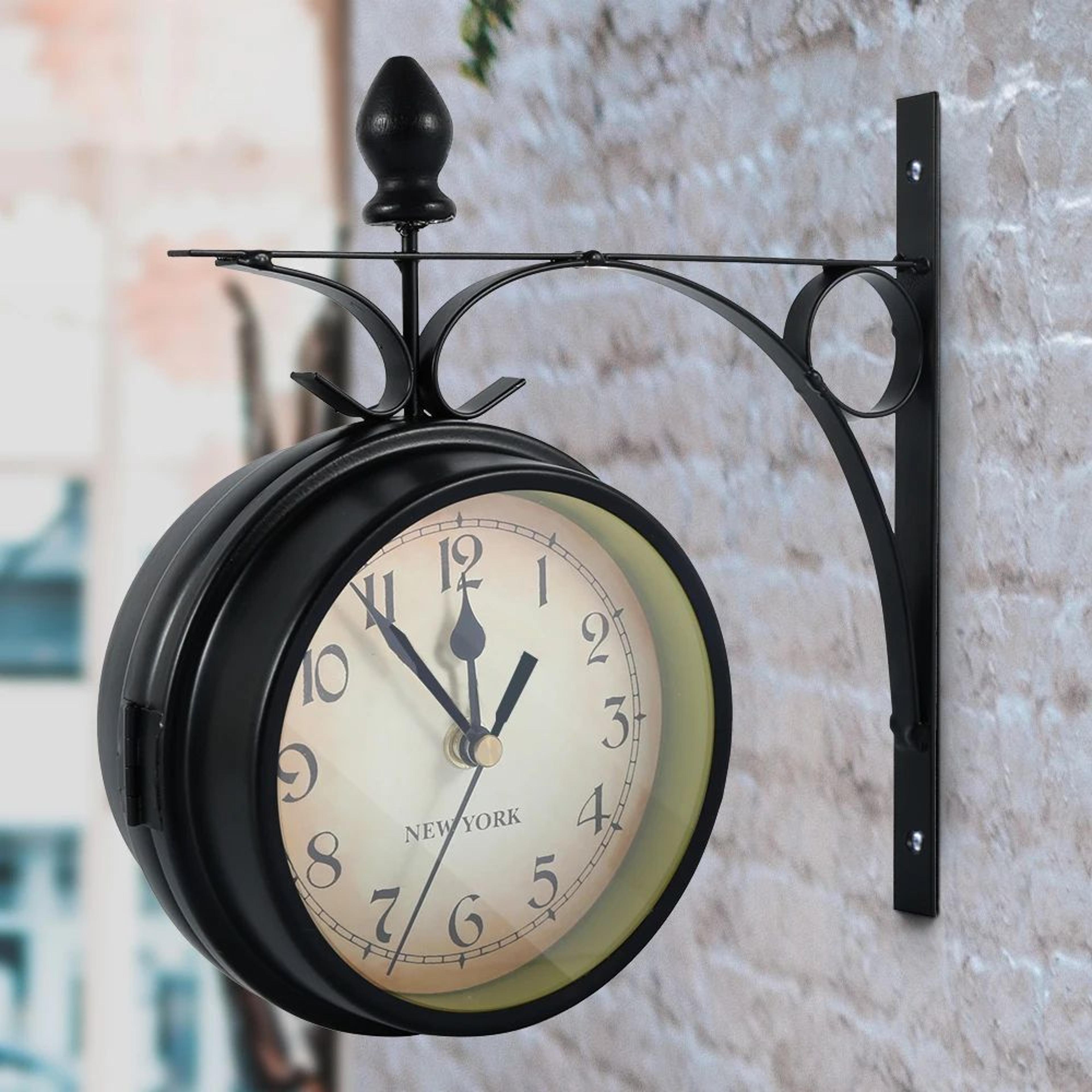 retro double-sided wall clock – silent battery operated antique station clock for living room bedroom office decor