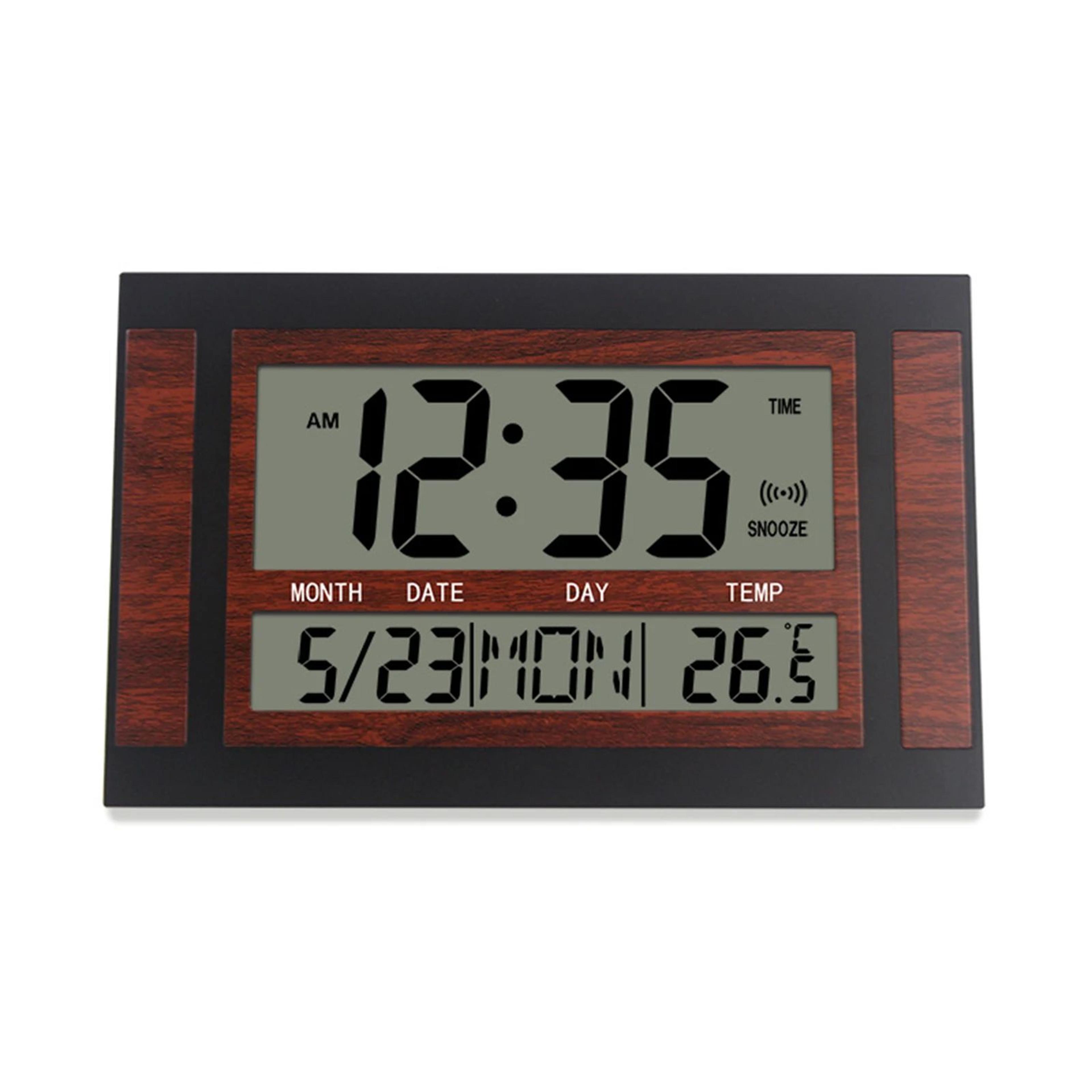 modern digital lcd wall & desk clock – large hd display with temperature calendar for bedroom office living room