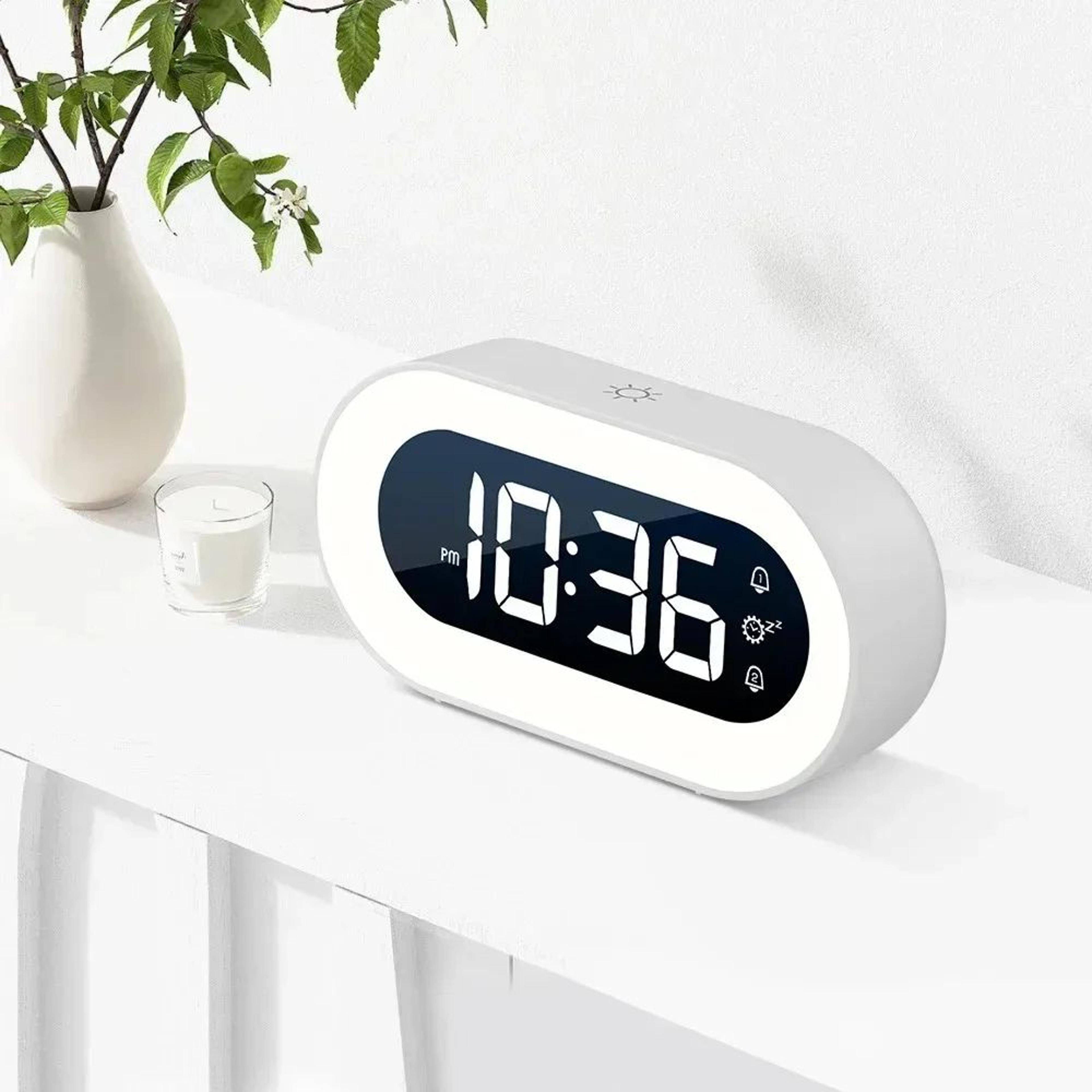 music led digital alarm clock – voice control night light desktop clock for kids bedroom home table decor & gifts