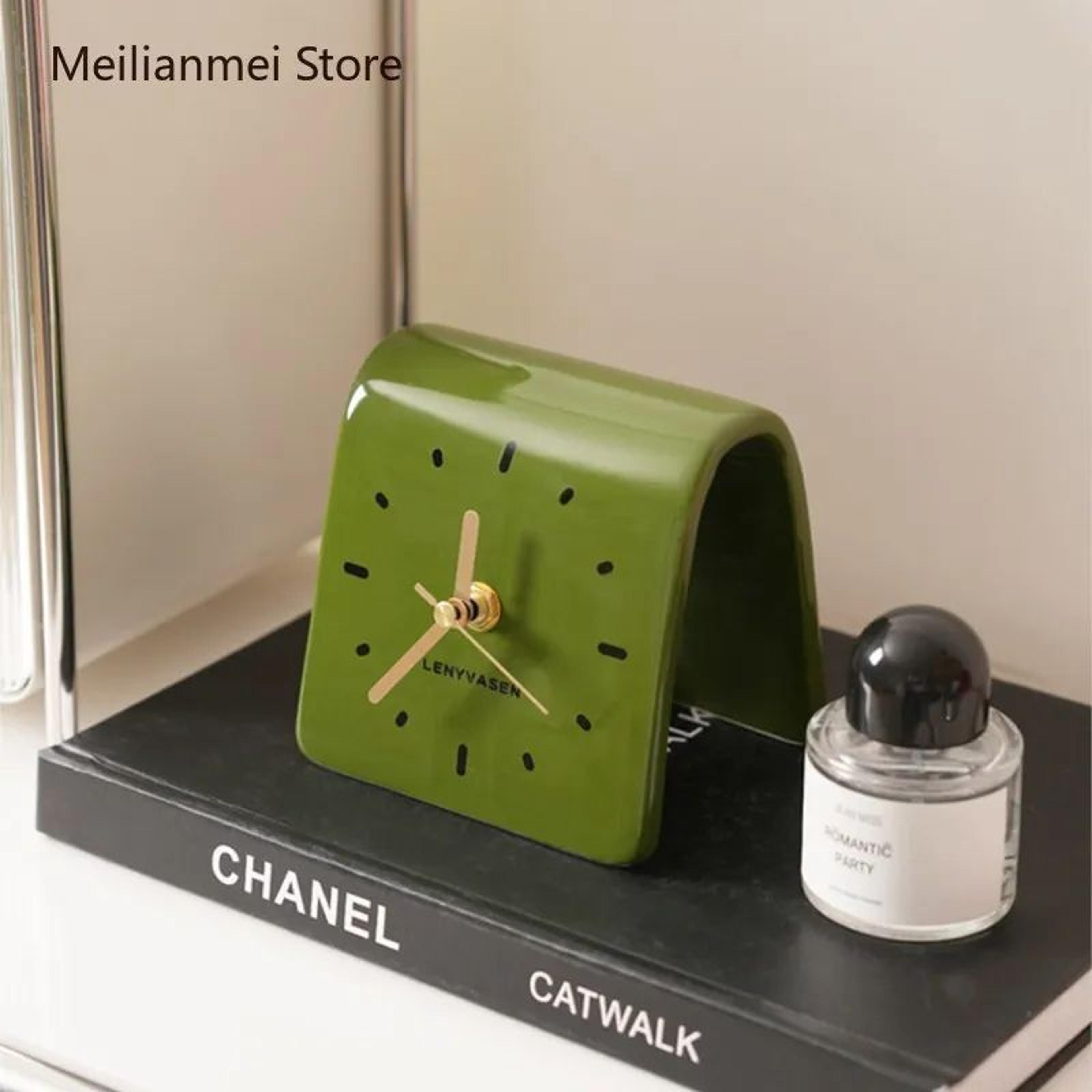 ceramic digital table clock – silent decorative desktop clock for bedroom, living room & bedside decor