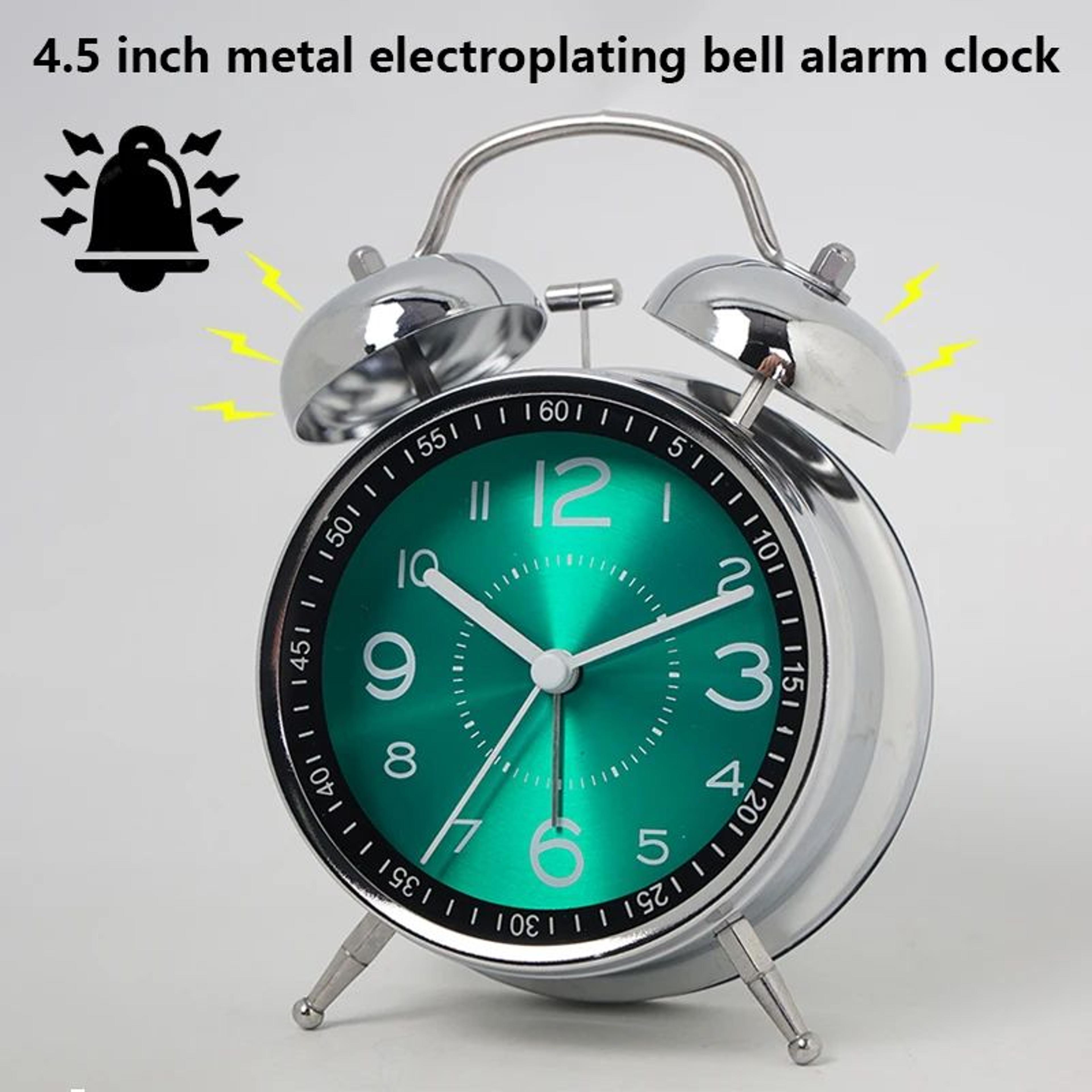 silent metal student alarm clock – 6.3 in compact quartz desk clock with glow pointer for kids bedroom & study desk