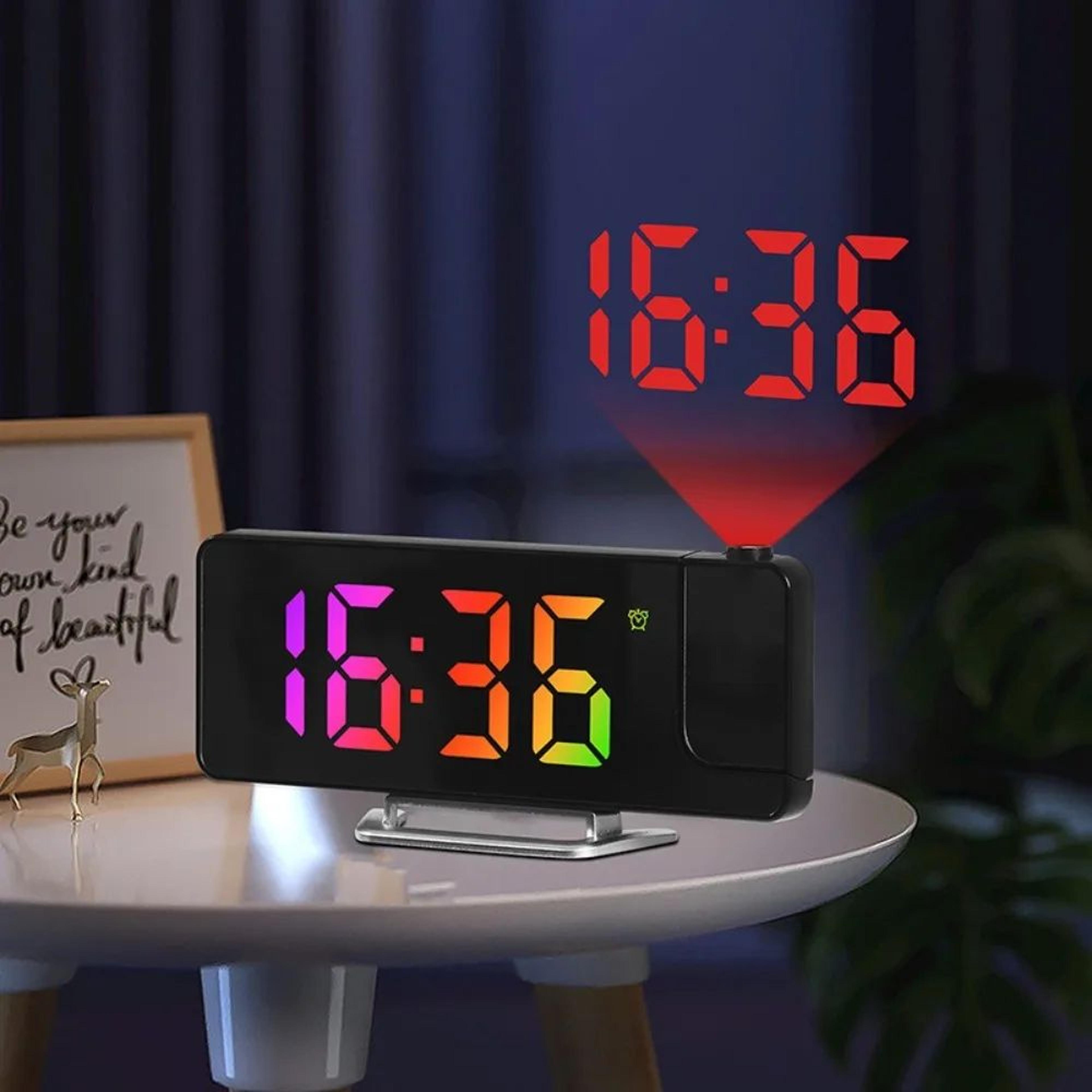 led projection alarm clock – 180° rotating ceiling projector with date temperature display & adjustable brightness
