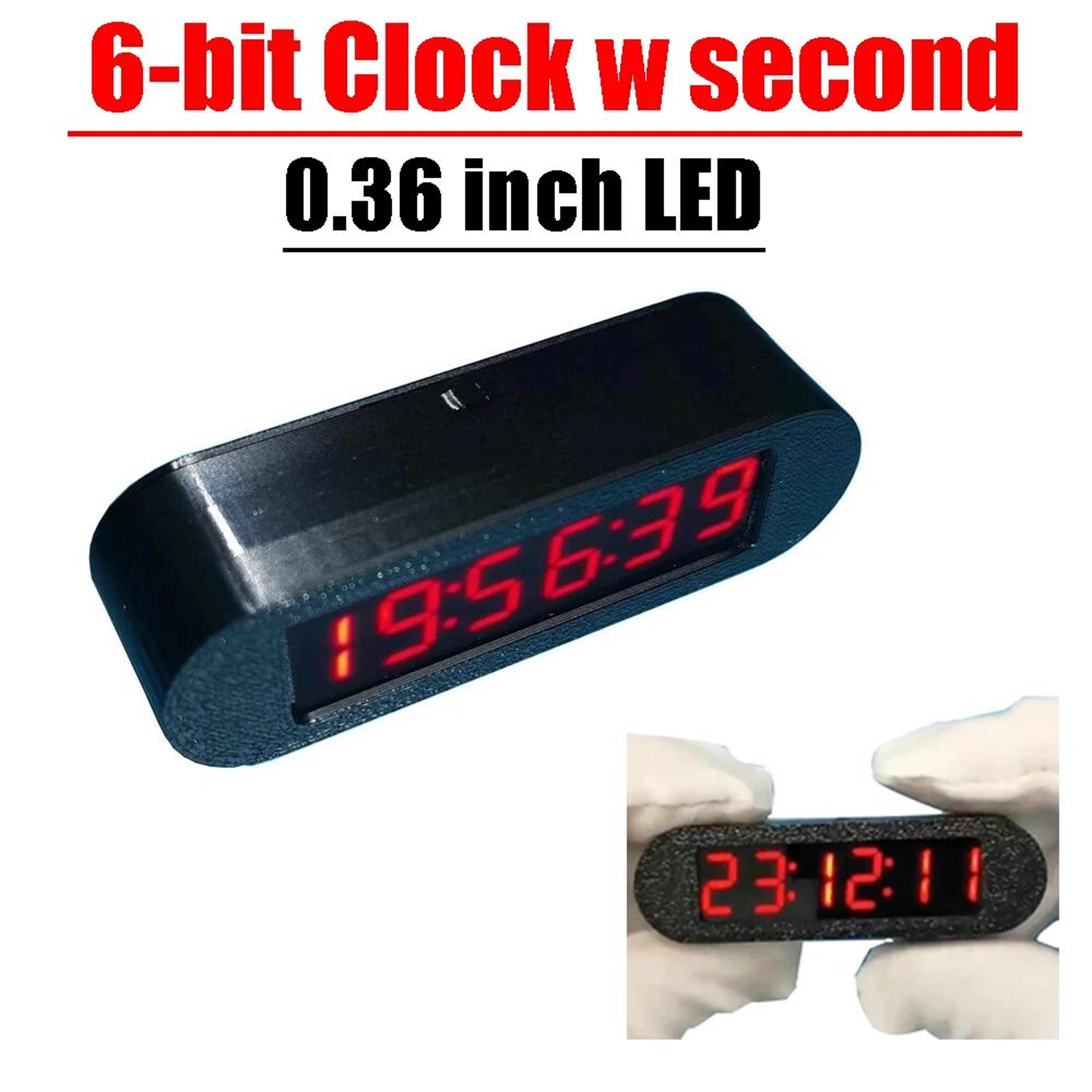 6 digit led digital clock module – 0.36 in time & seconds display with memory adjustable brightness for 5v 12v car
