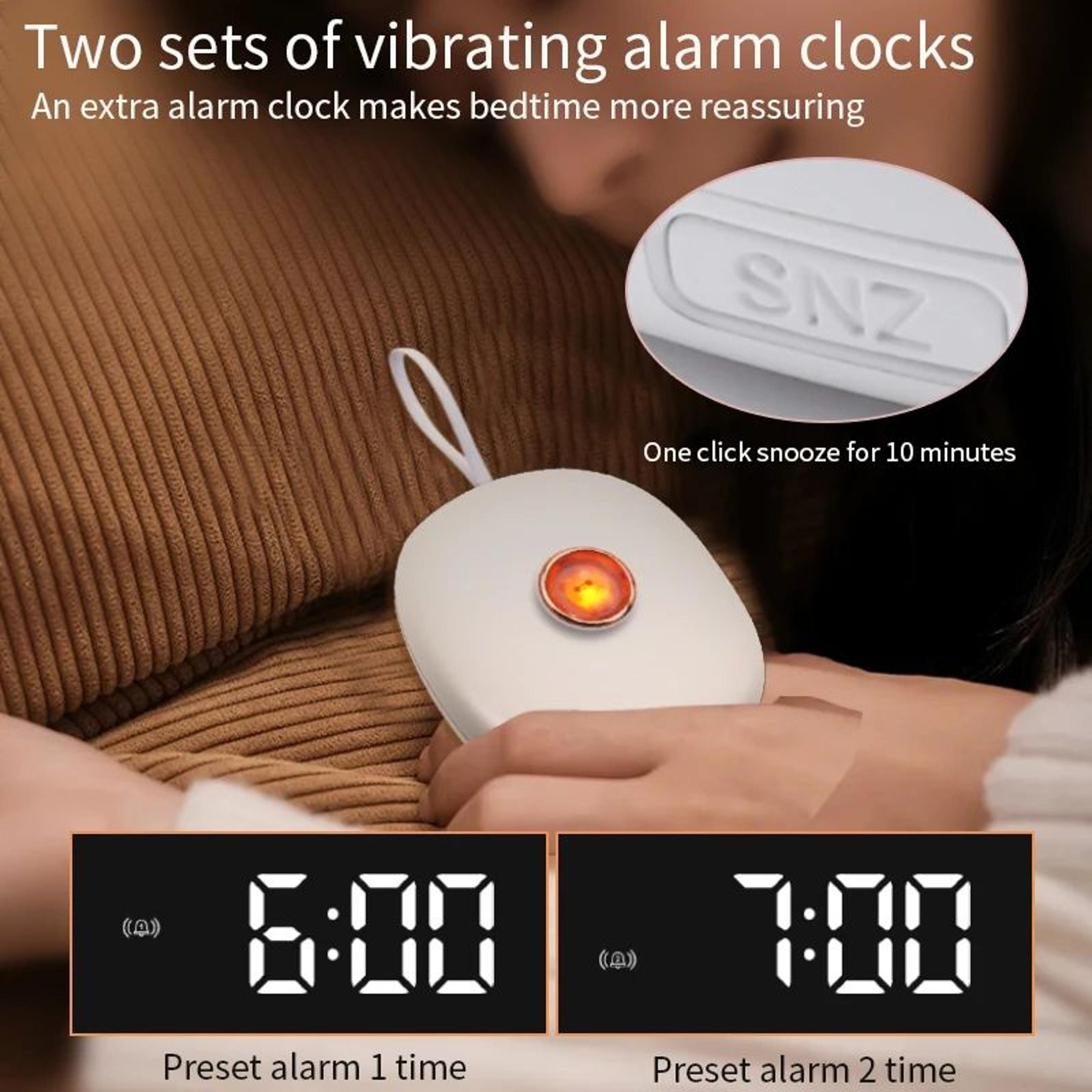 silent vibrating bed shaker alarm clock – compact snooze light reminder for students & hearing impaired sleepers