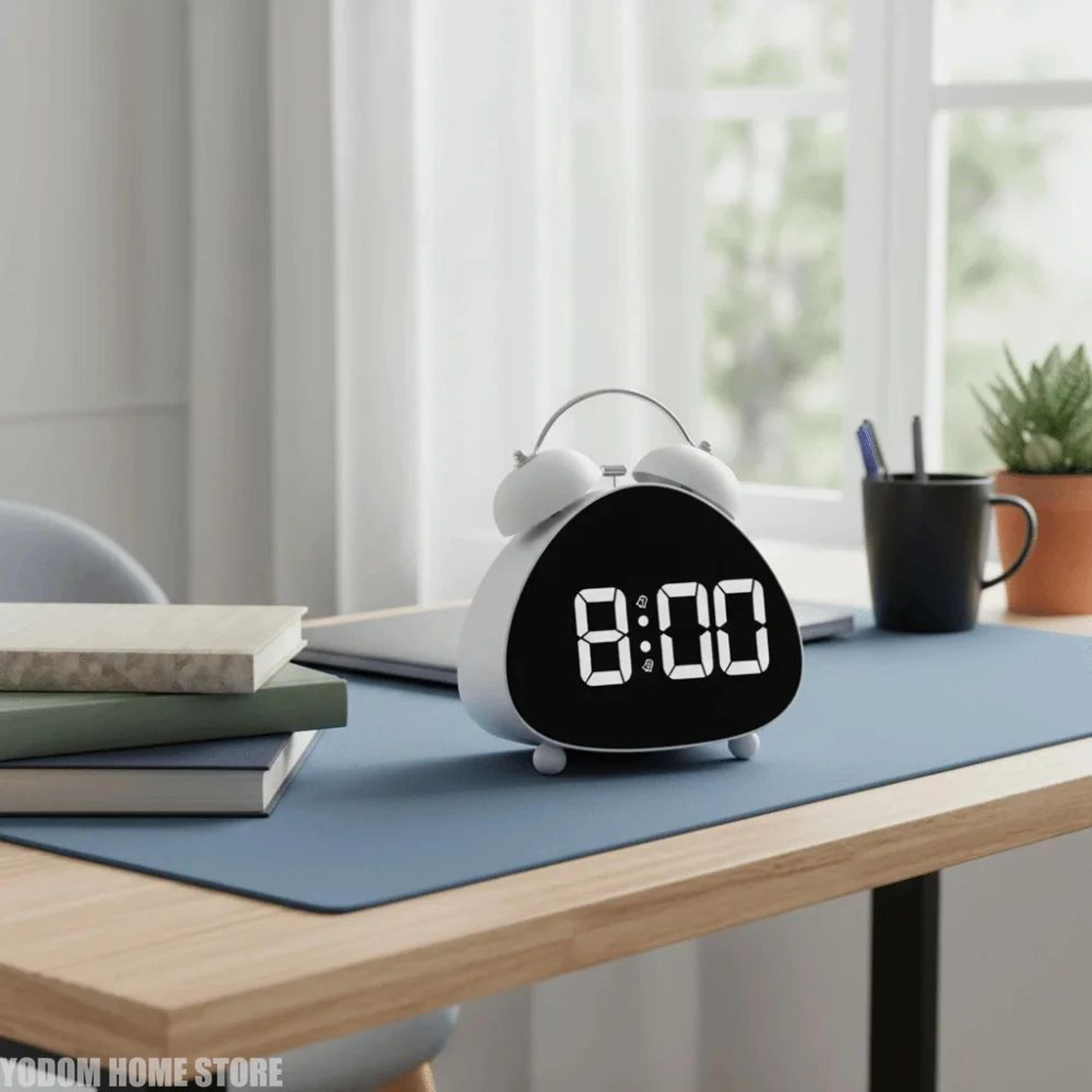 loud sound alarm clock – 5.71 in led number display silent bedside wake up clock with eye friendly night light