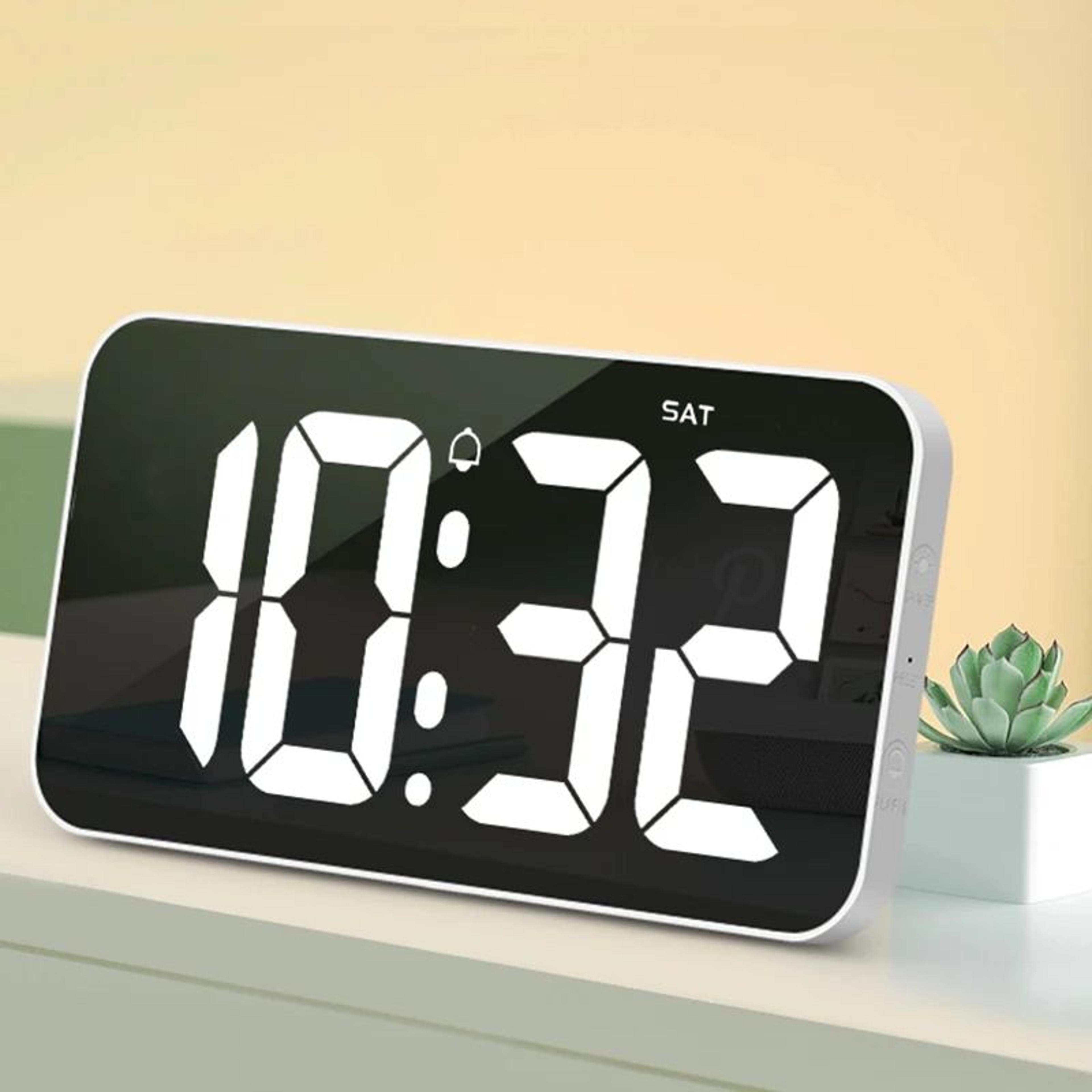 10.8 in led digital wall clock – large display alarm clock with calendar, week display, dimmer & night mode