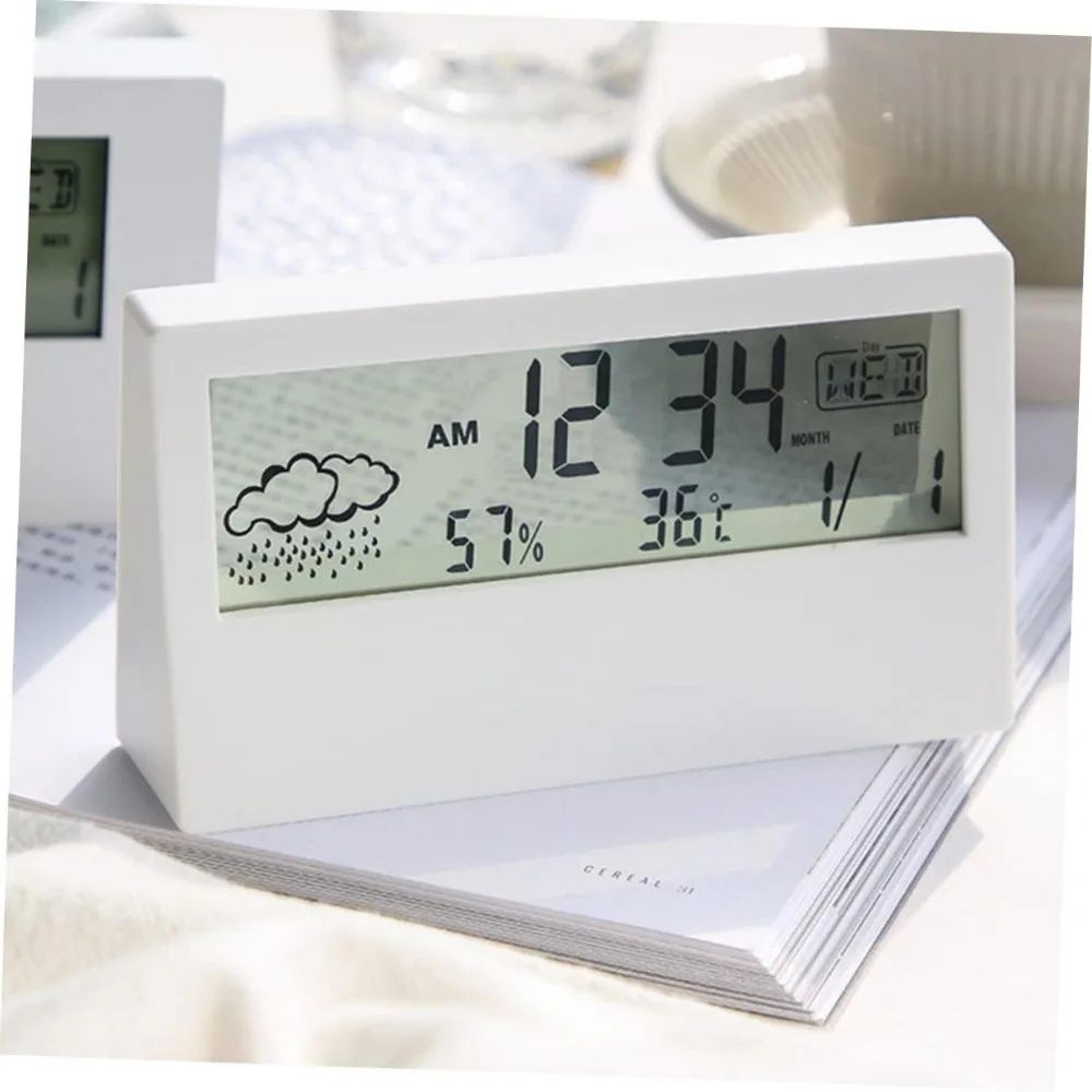 digital hygrometer thermometer clock – indoor temperature humidity meter with alarm, date & silent desktop display
