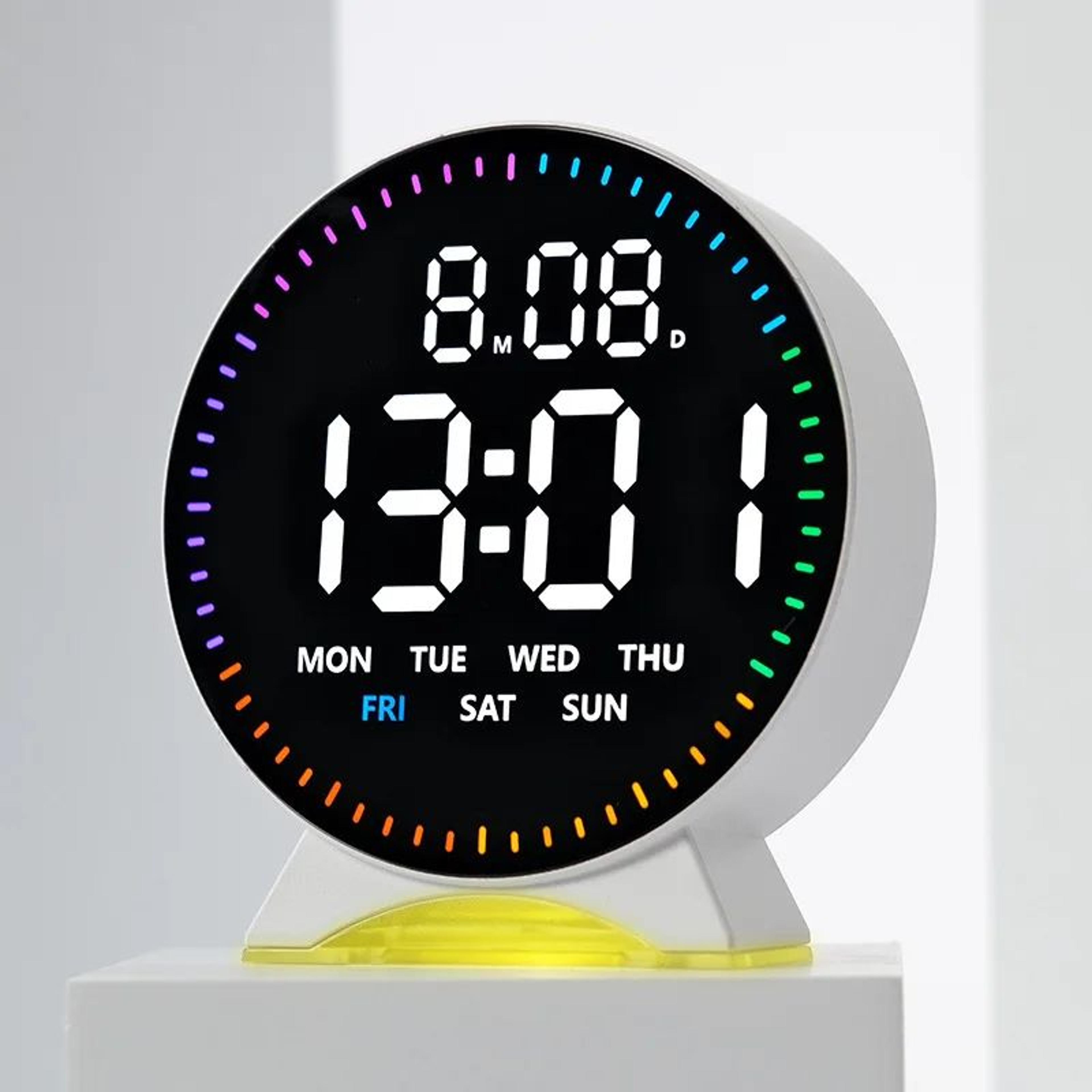 led digital alarm clock – usb desktop time display with jumping seconds, auto dimming & ambient light decor