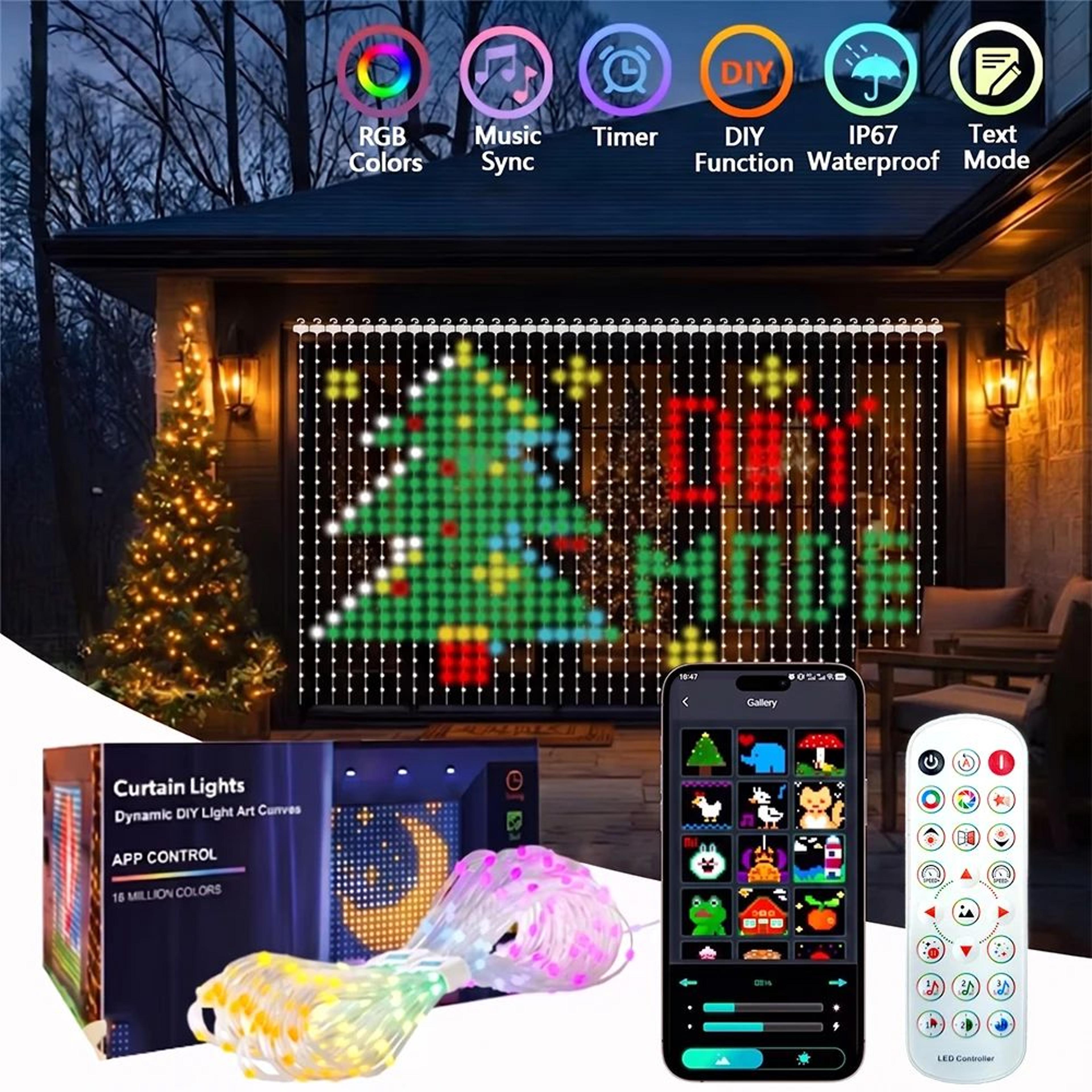 smart rgb curtain lights – diy color changing music sync led fairy lights with app remote control for christmas decor