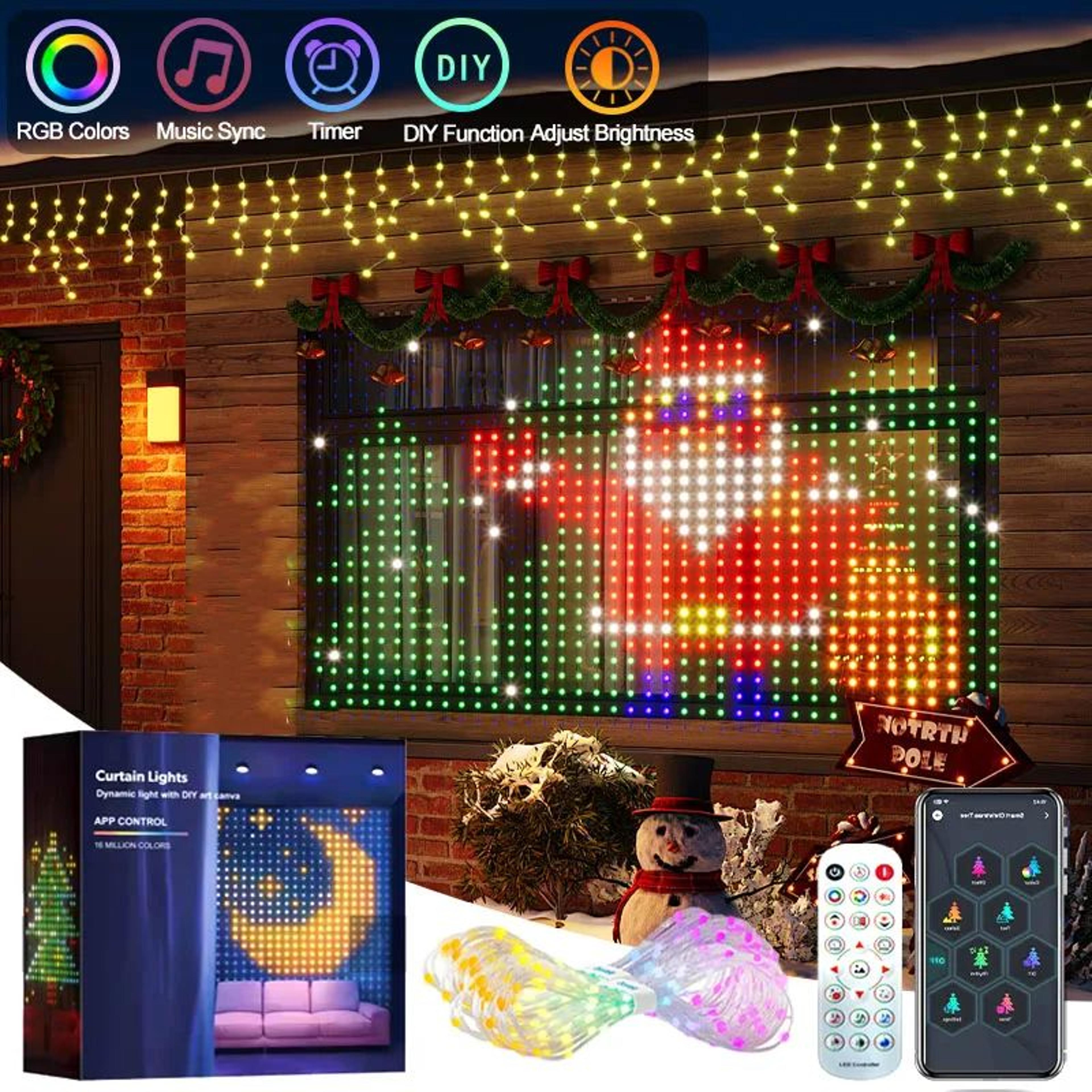 smart led curtain lights – app controlled rgbic backdrop with music sync, alexa google home & ip65 outdoor decor