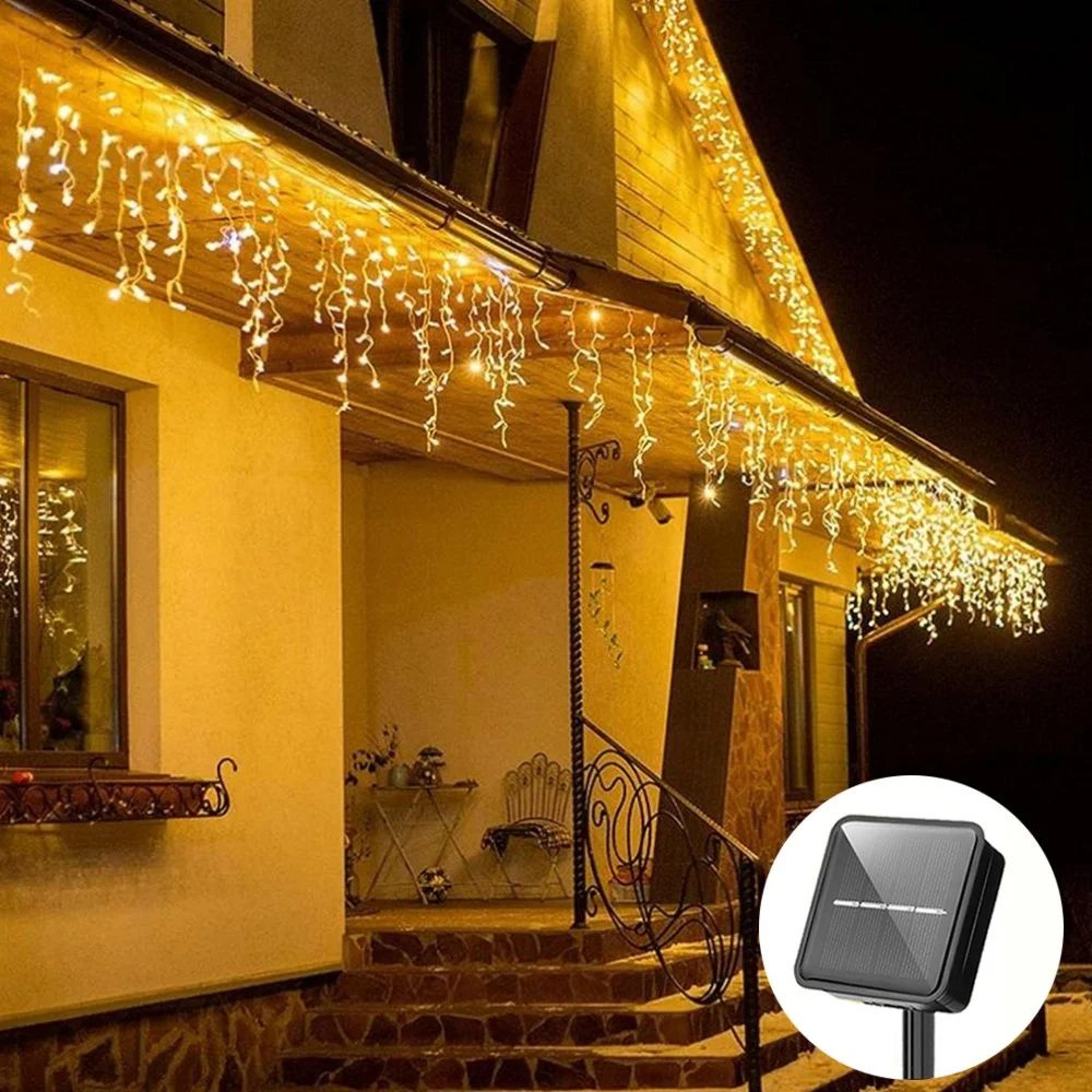 solar icicle string lights – 96/160 led waterproof outdoor curtain fairy lights with 8 modes for christmas garden decor