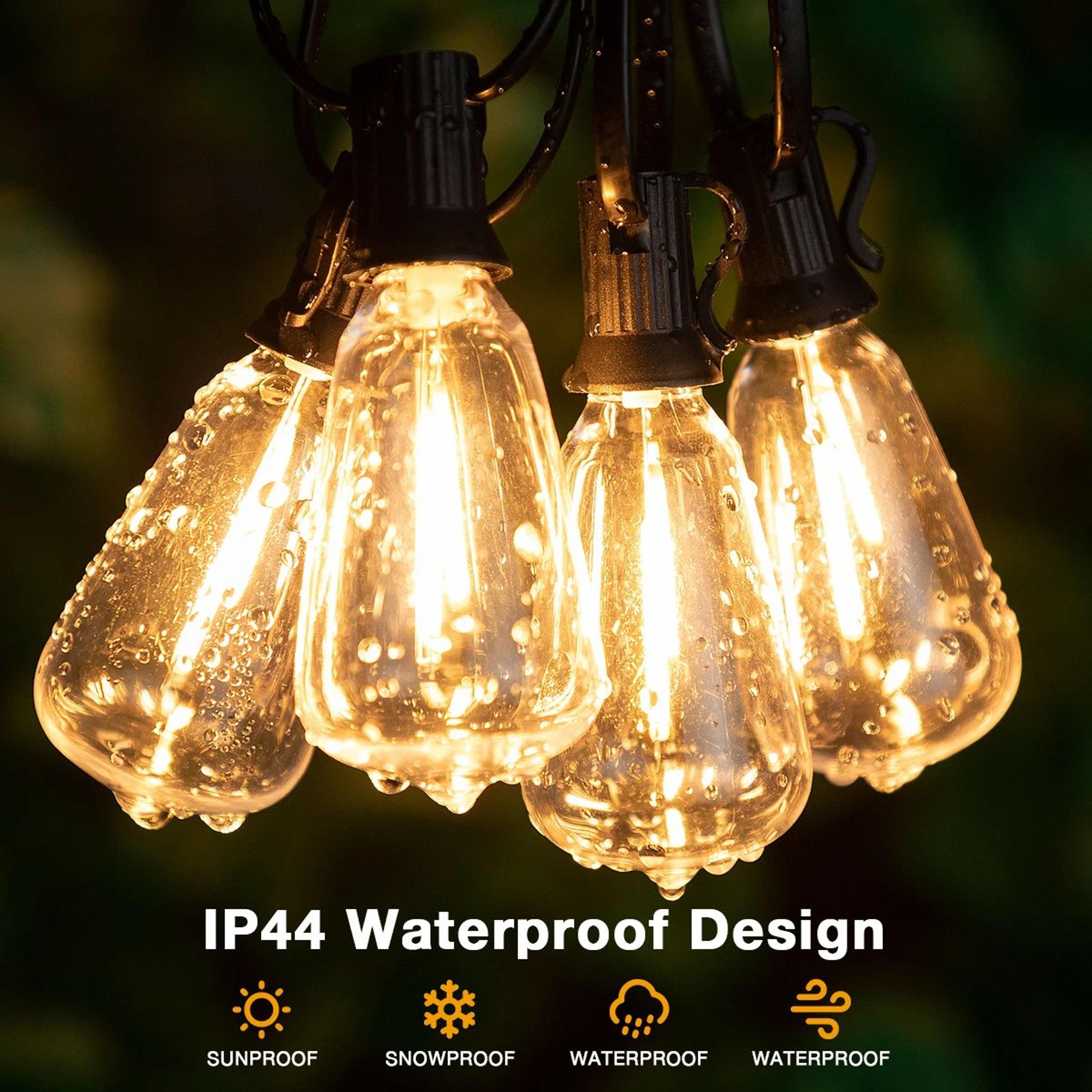 st38 outdoor string lights – connectable shatterproof waterproof dimmable led patio garden garland lights