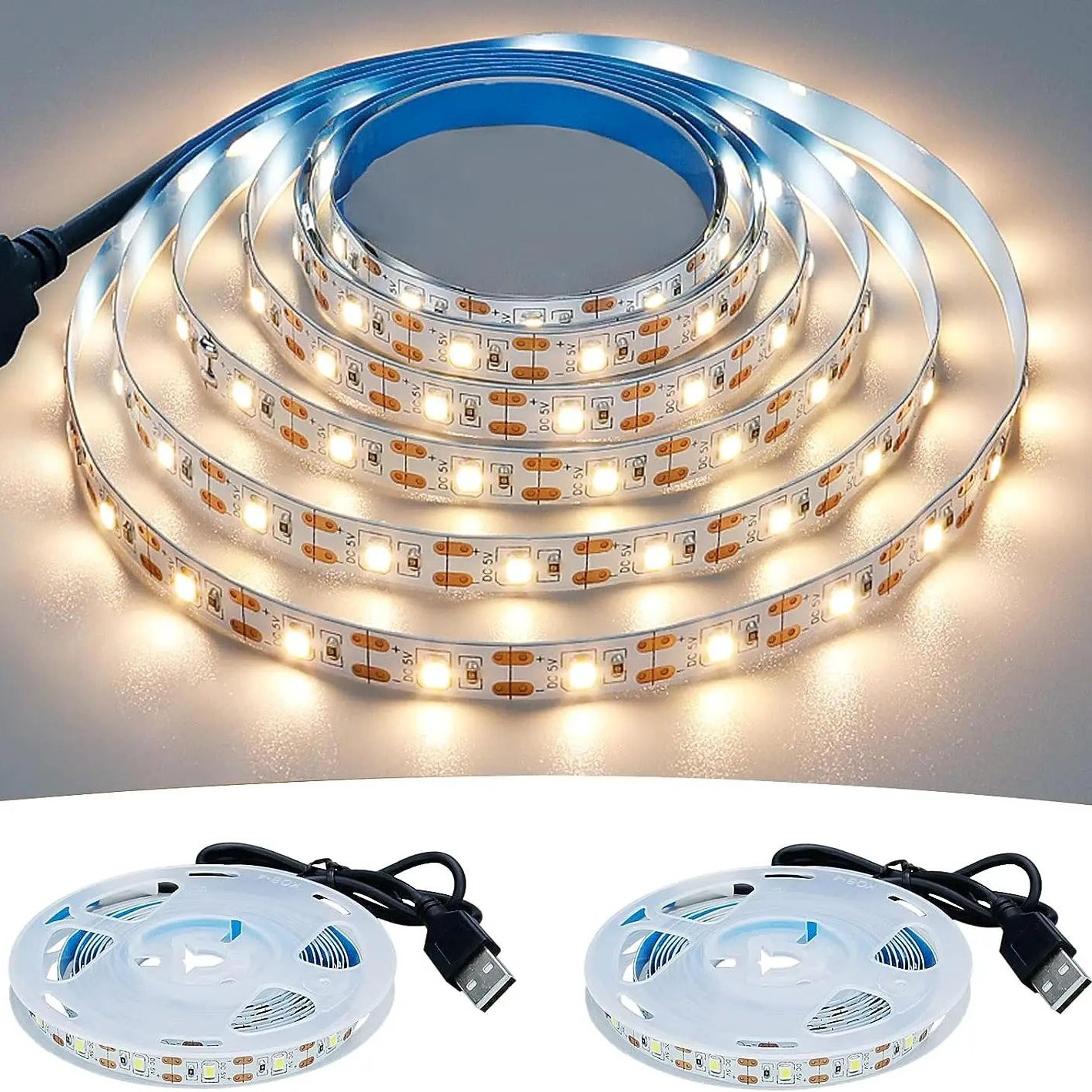 dc 5v usb led strip lights – 3.28-16.4 ft 2835 white warm white flexible lighting tape for tv & home decor