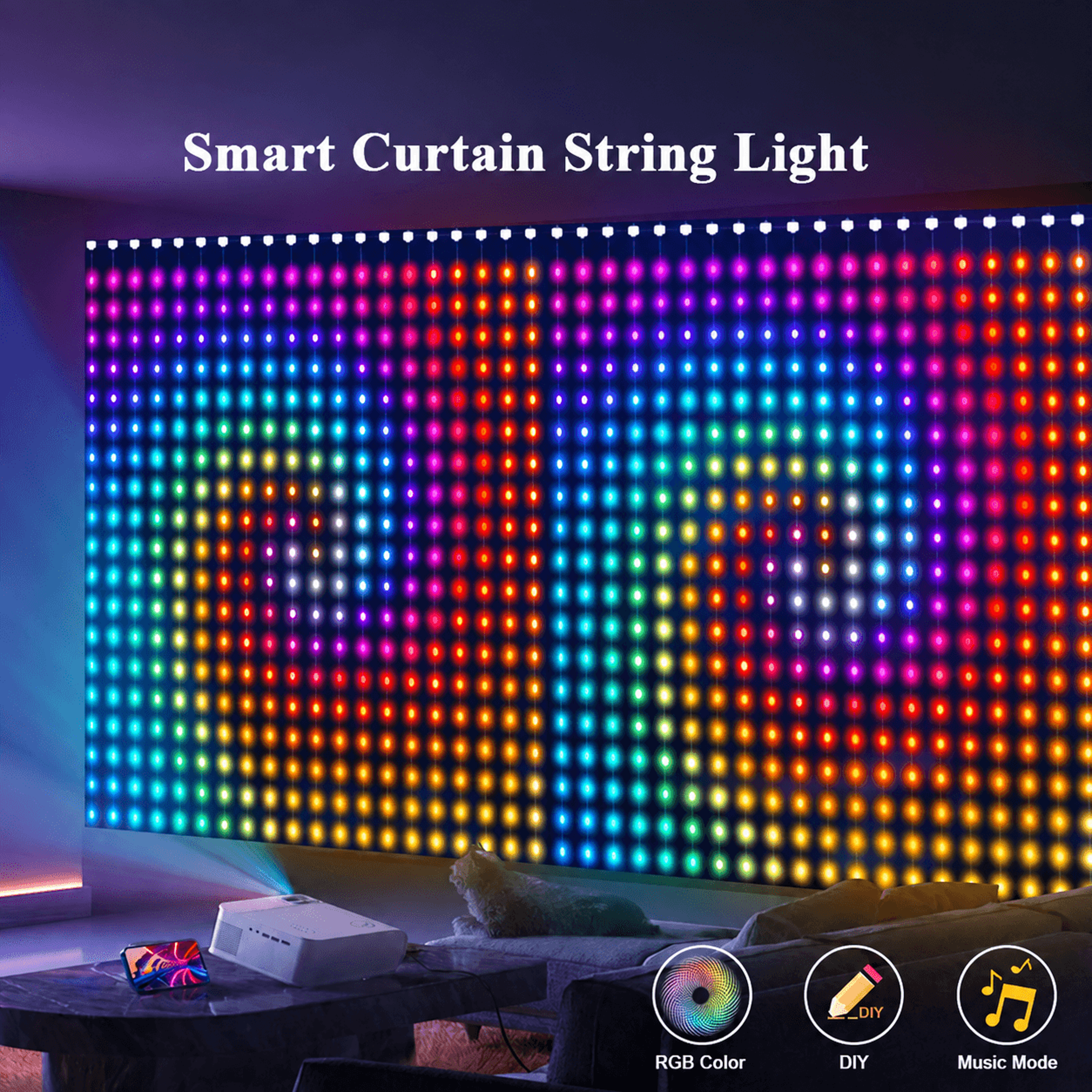 2pcs smart rgb curtain lights – 400 led music sync app remote fairy lights for bedroom party garden decor