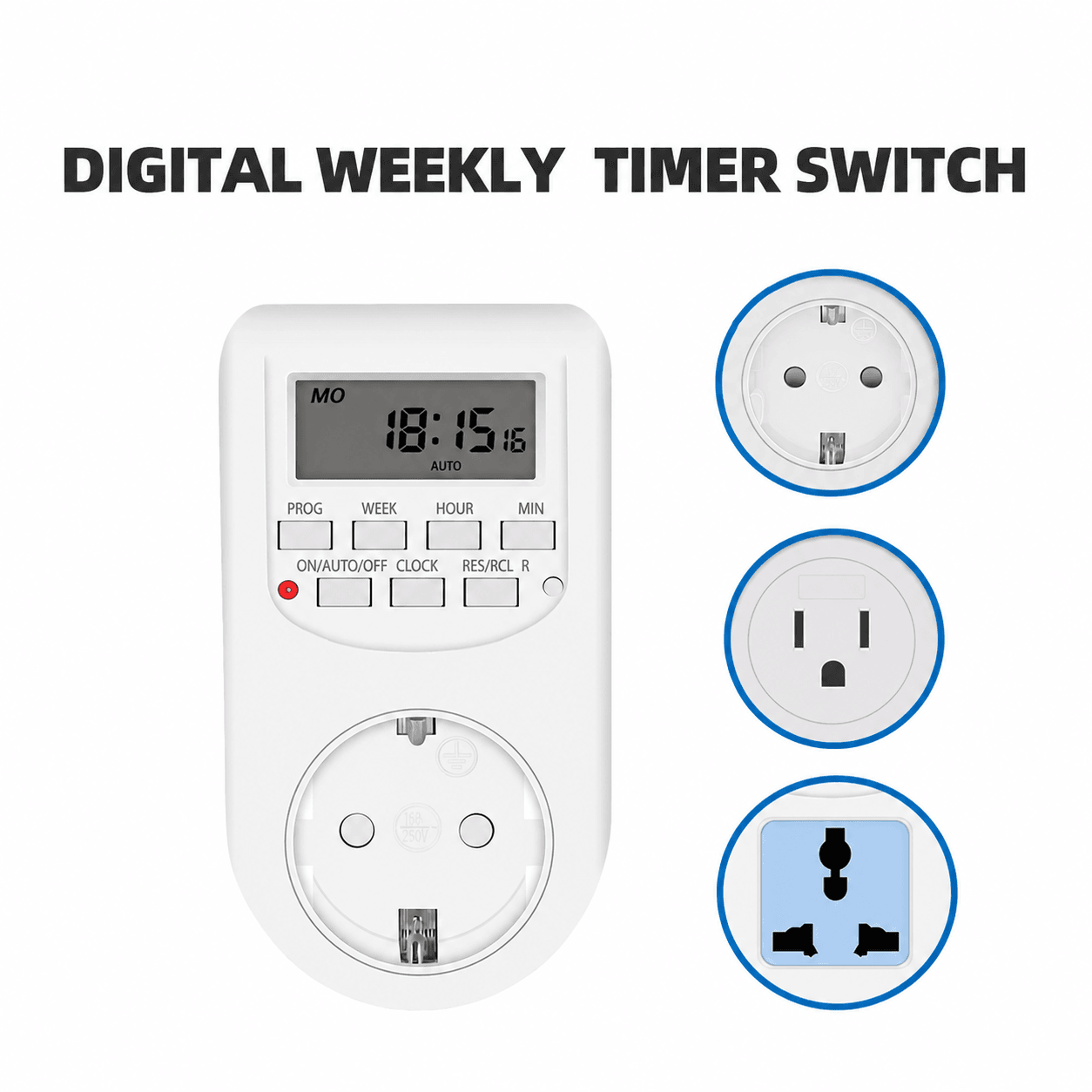 weekly programmable digital timer switch – 12/24 hour electronic outlet socket for kitchen appliances & home automation