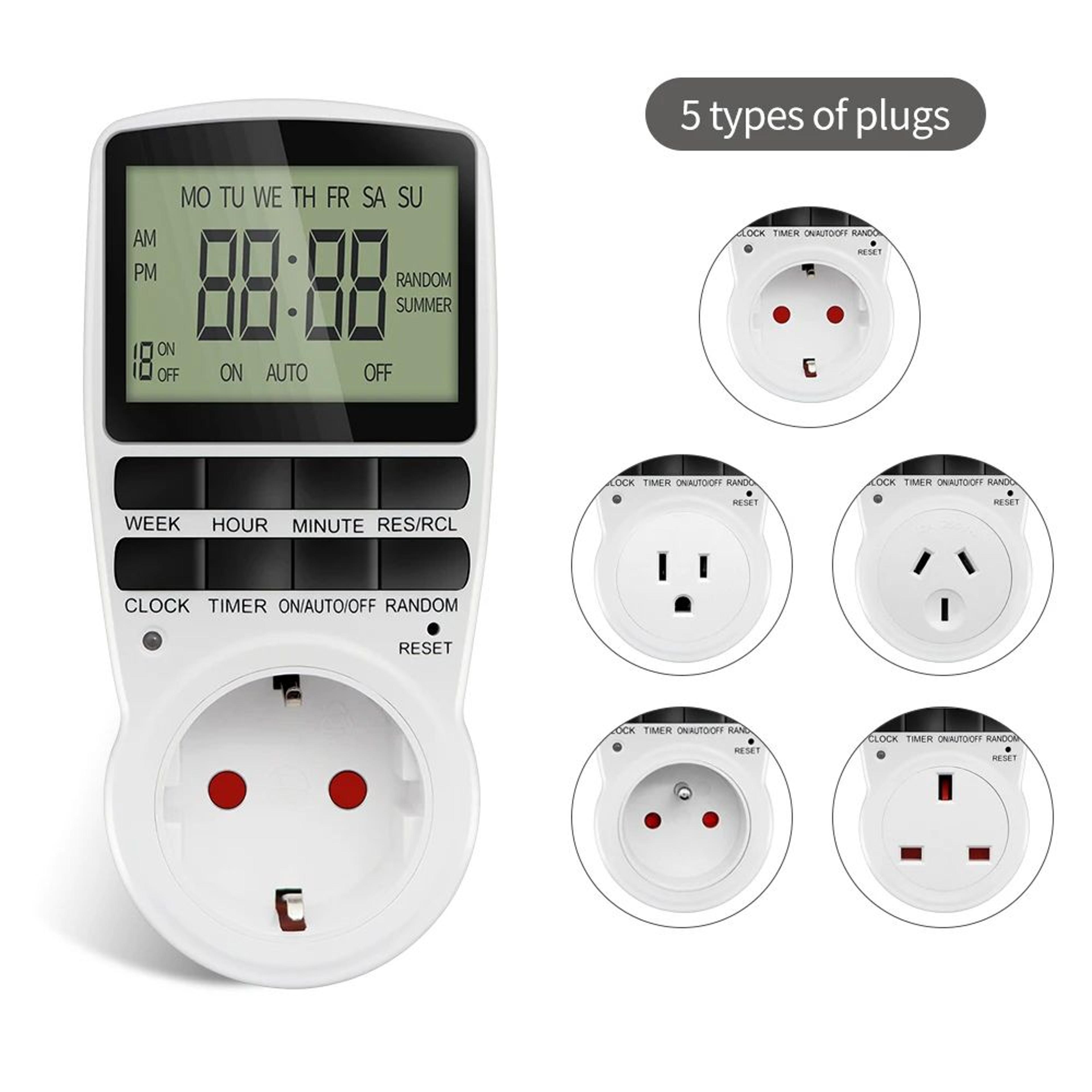 programmable digital timer outlet – 10-program electronic socket timer switch for home appliances eu us uk au plug