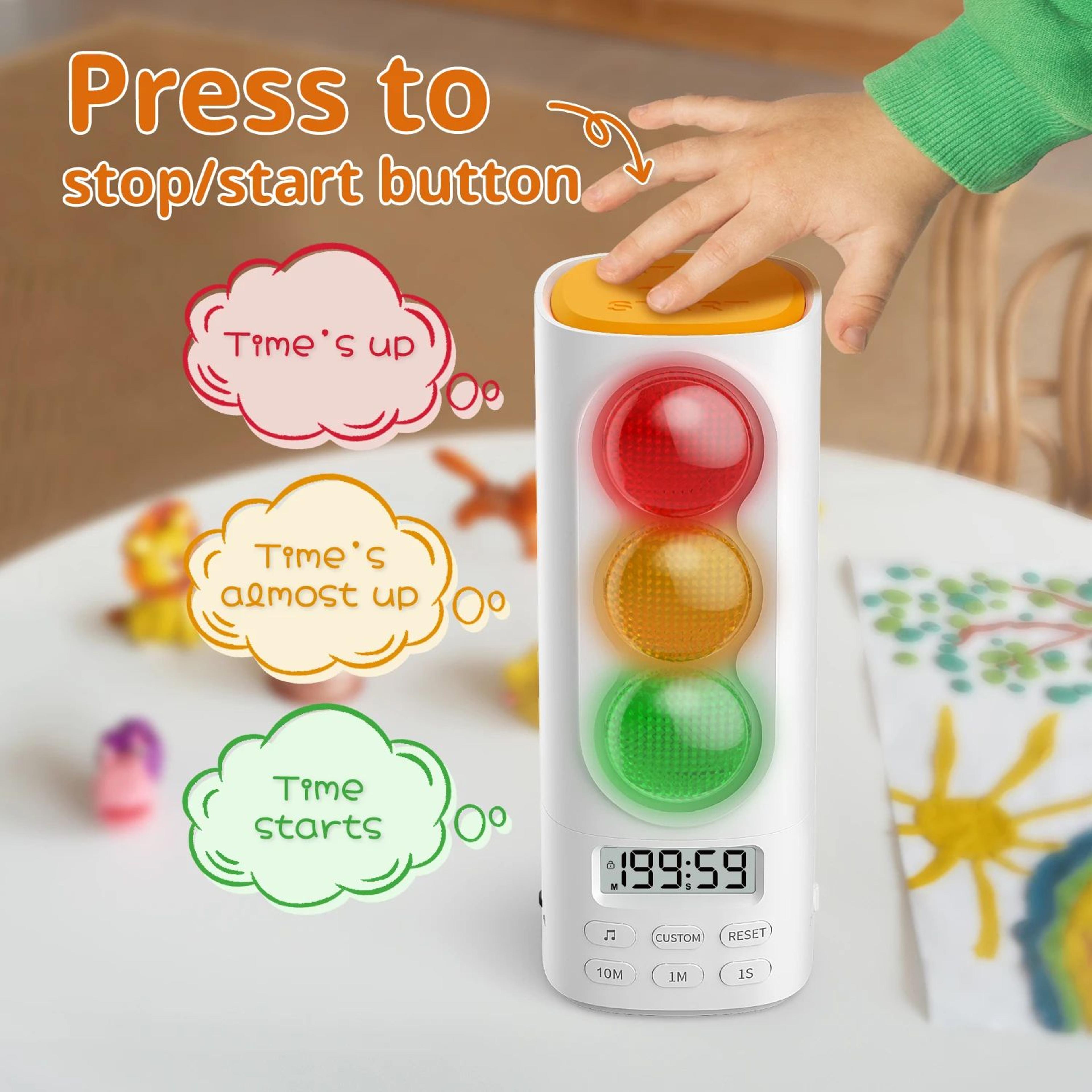 smart traffic light visual timer – 200 minute digital countdown lcd timer for kids classroom home kitchen & games