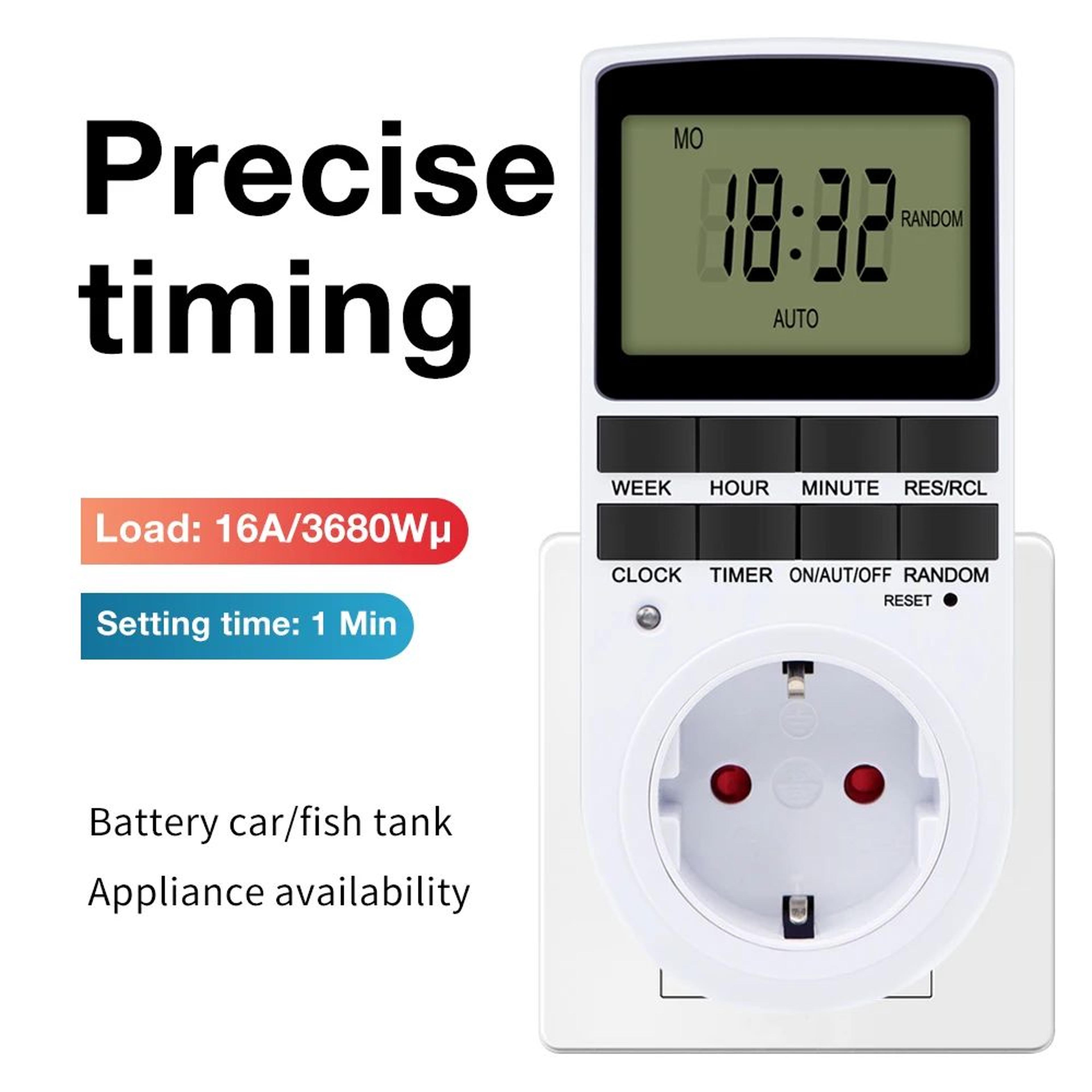 24 hour programmable digital timer switch – 10 program automatic plug in outlet socket with weekly scheduling