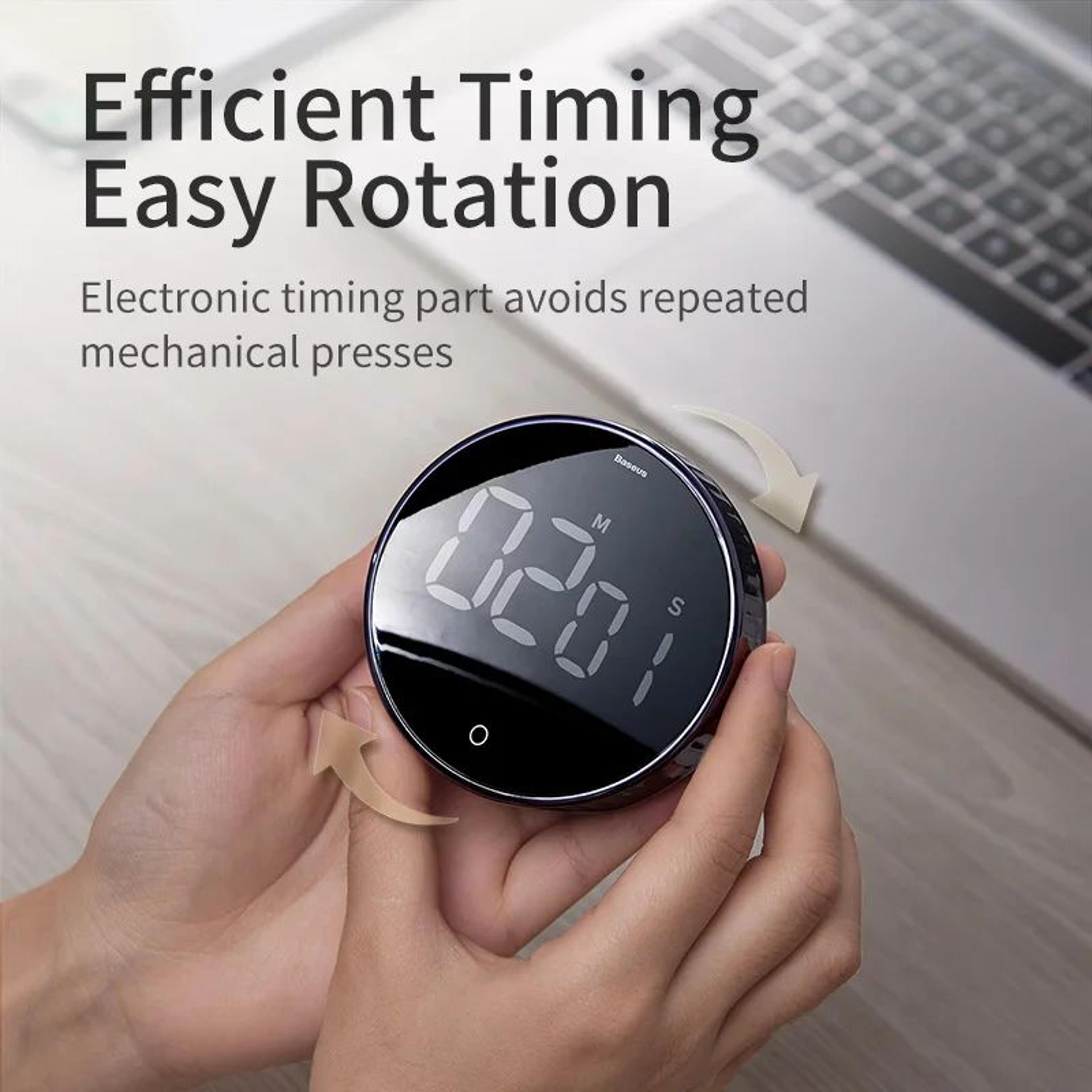 magnetic digital kitchen timer – rotating countdown & count up cooking timer with led display and alarm reminder