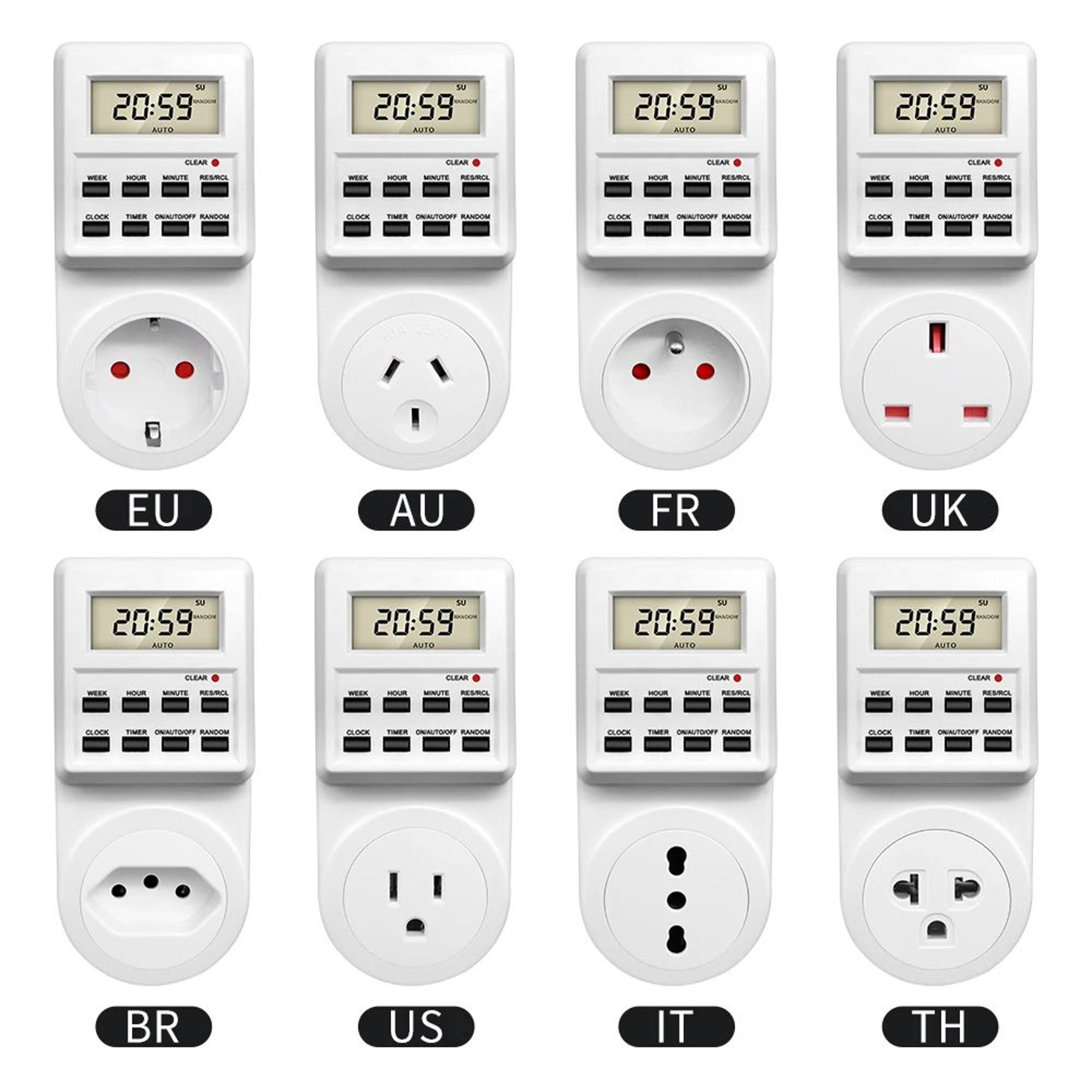 digital electronic timer switch socket – 24 hour programmable outlet plug with 10 on/off programs lcd display