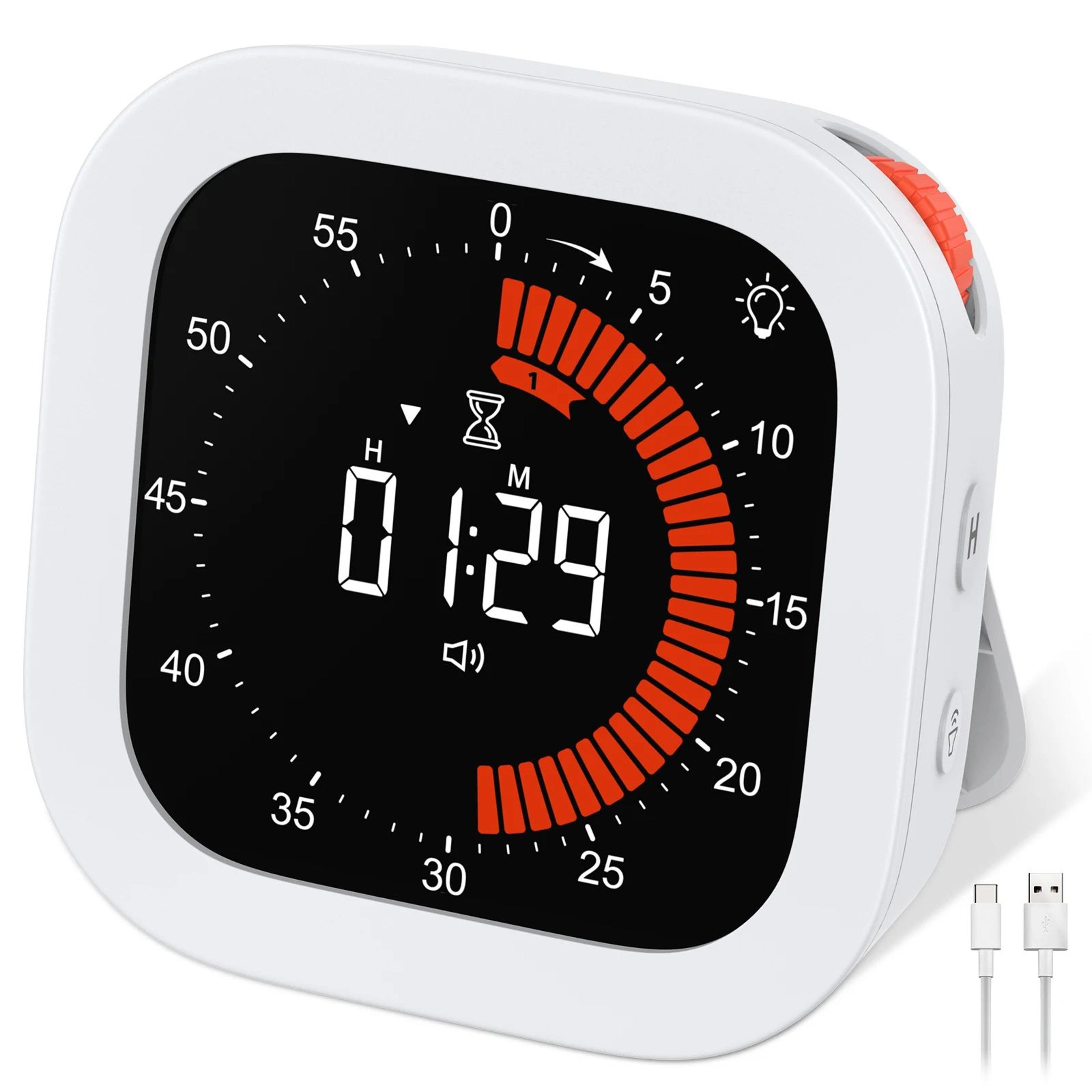 rechargeable visual timer – 60 minute digital countdown timer with lcd display for kitchen study office & kids