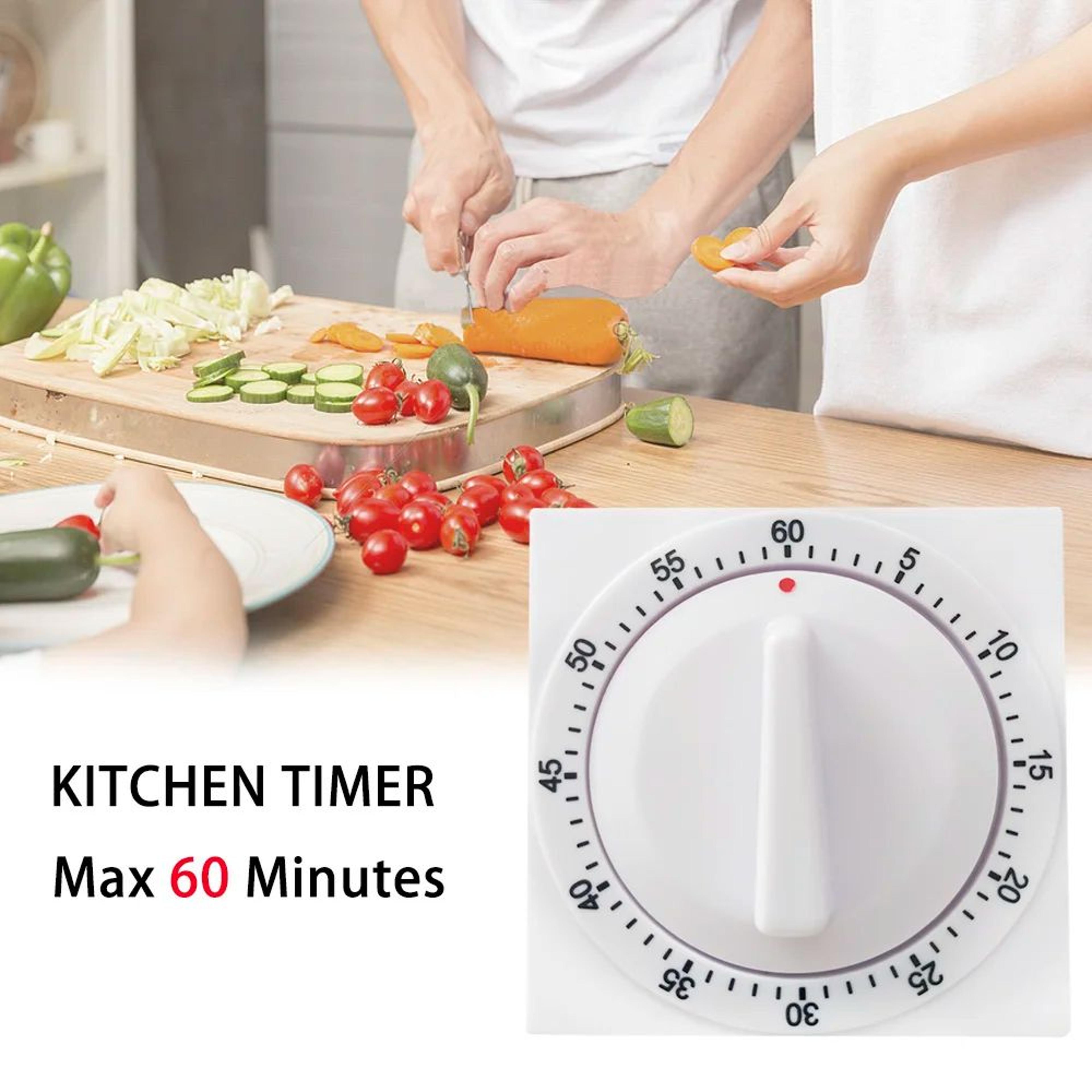 60 minute mechanical kitchen timer – compact square cooking countdown alarm for baking, meal prep & home use