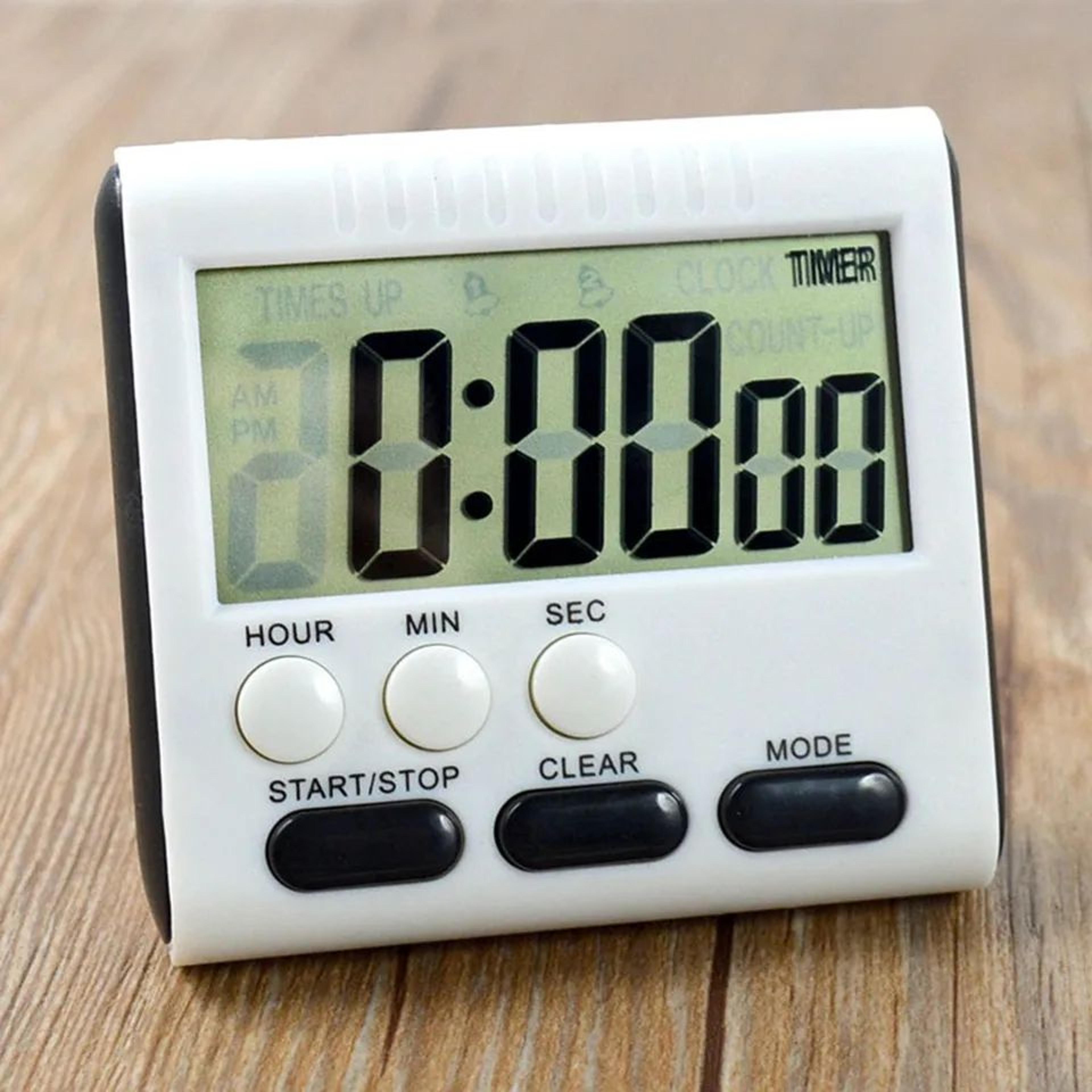 magnetic digital kitchen timer – 24-hour count up down lcd alarm clock with large display, stand & magnet