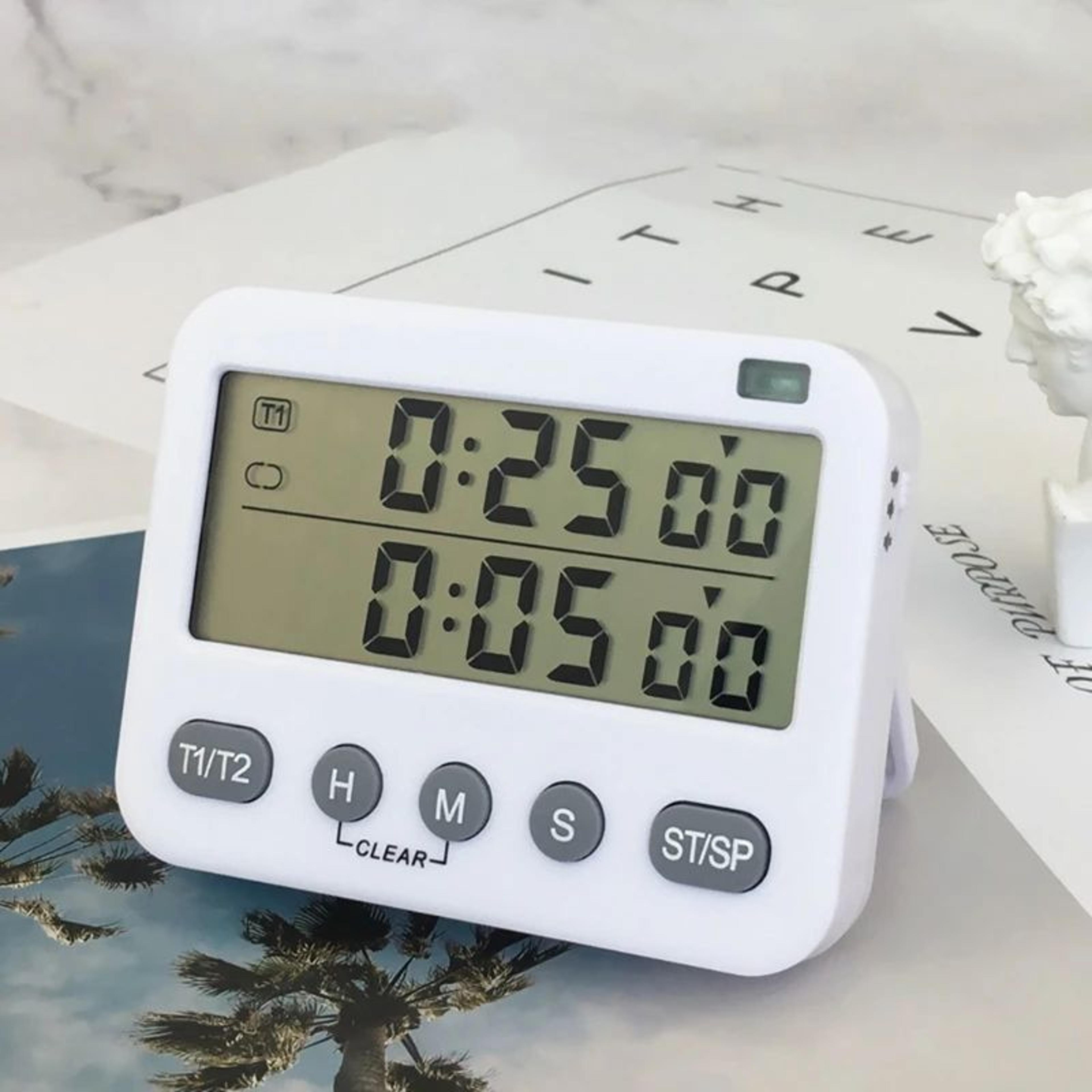 dual digital kitchen timer – magnetic 2-event countdown cooking timer with lcd display, alarm & cycle timing