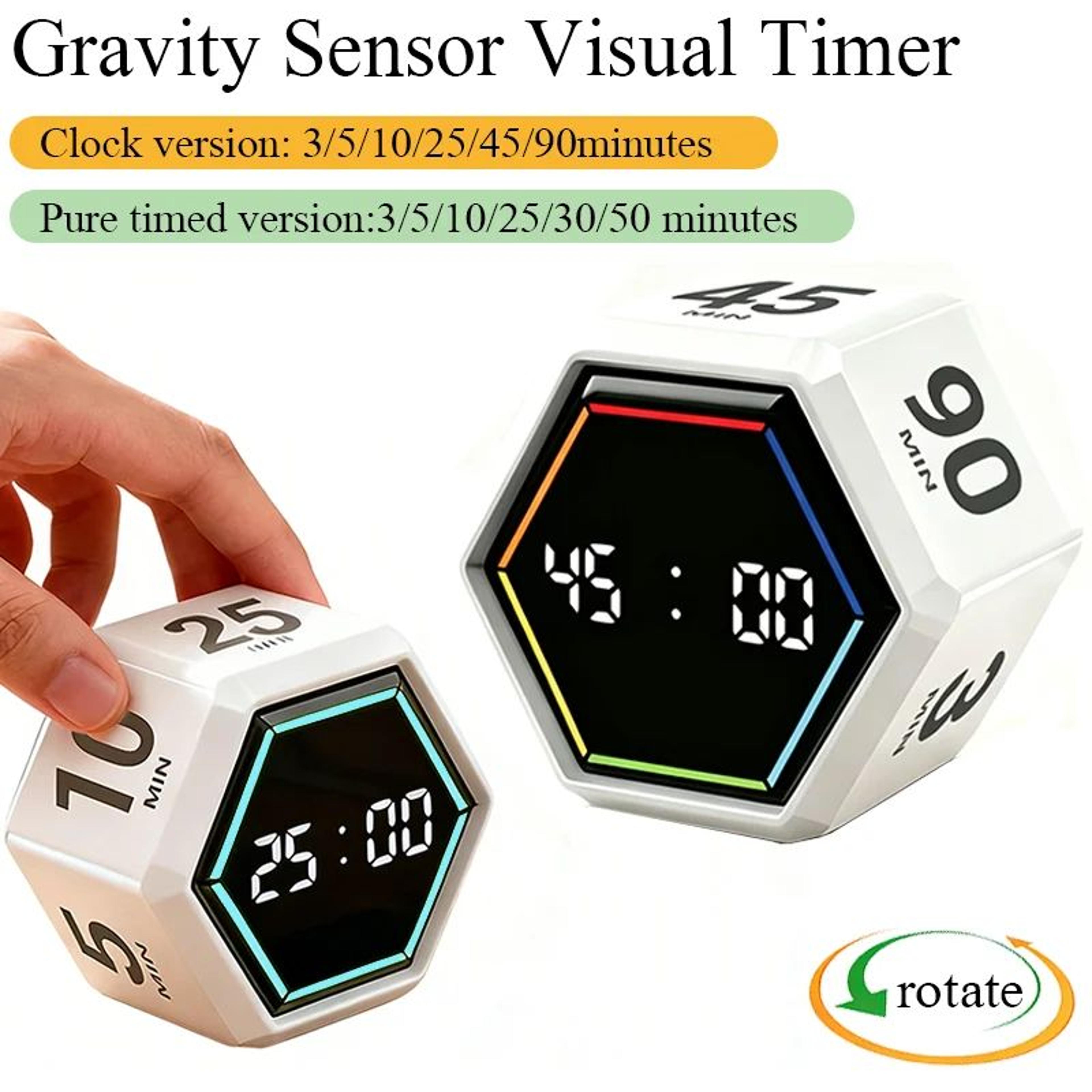ys-1088 productivity flip timer – gravity sensor cube with 6 preset times, led display, alarm & rechargeable battery