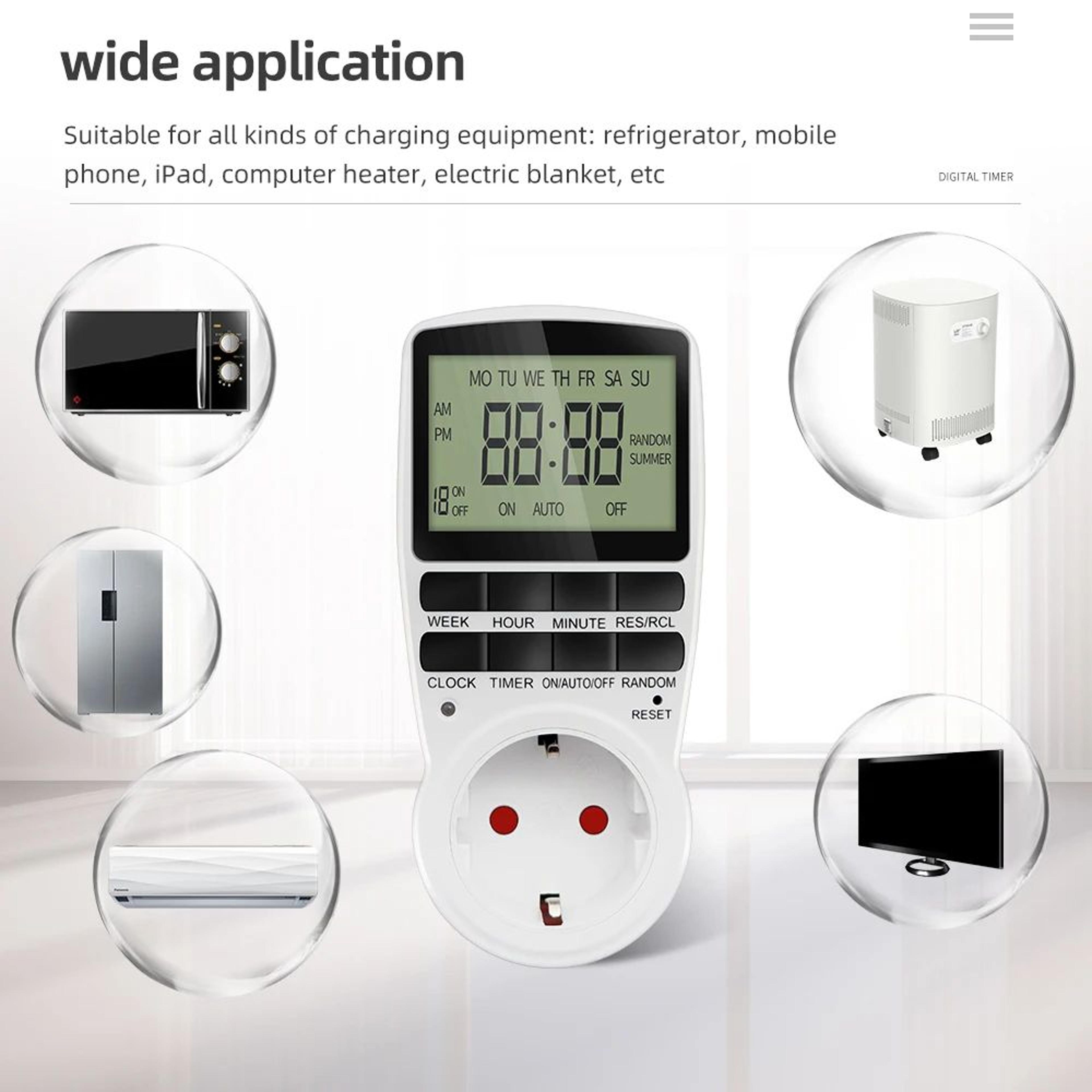 eu plug digital timer switch – 12/24 hour programmable 220v mini timing socket for kitchen appliances & home use
