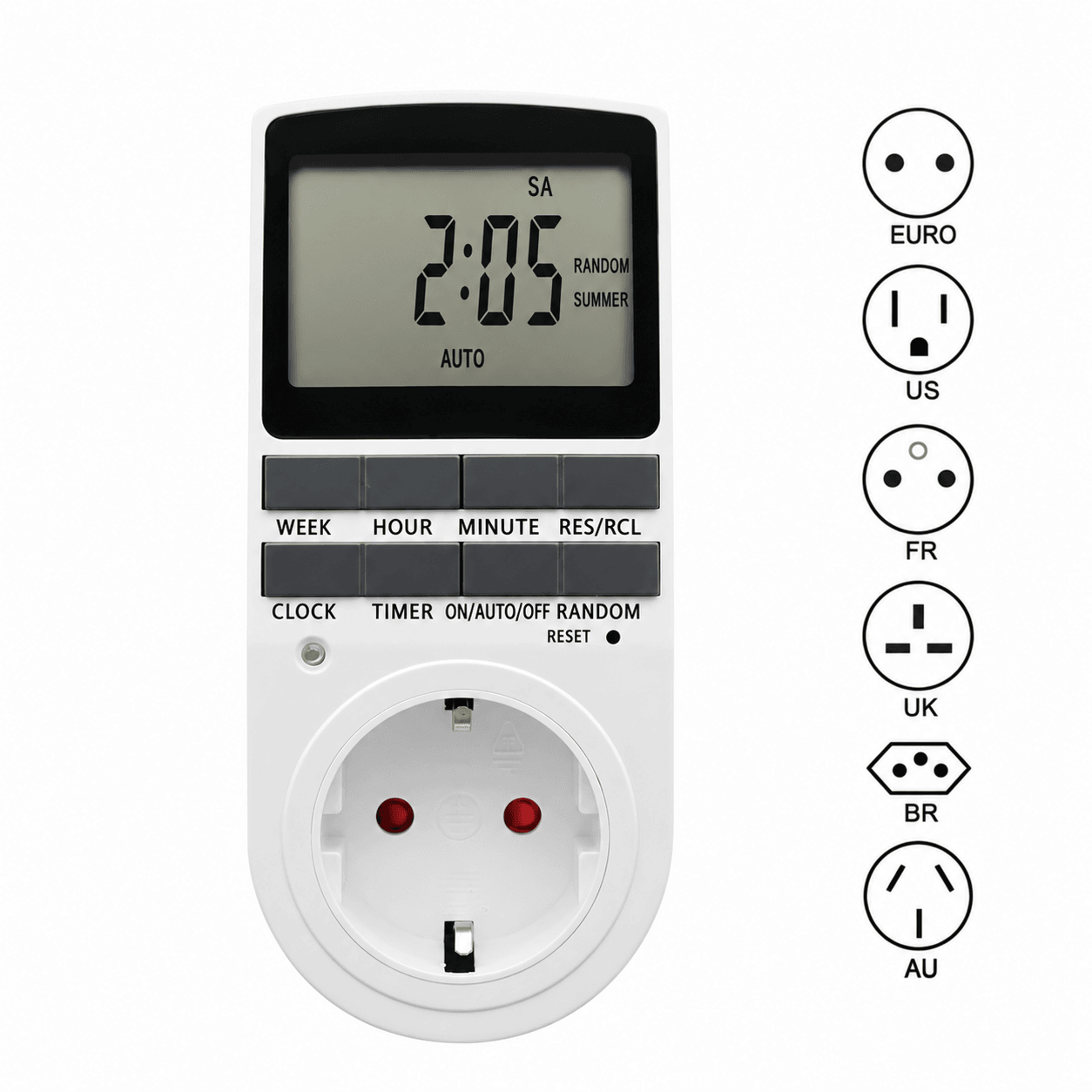 7 day digital timer outlet – programmable 12/24 hour plug socket for eu us fr br au appliances 110v 120v 220v 230v