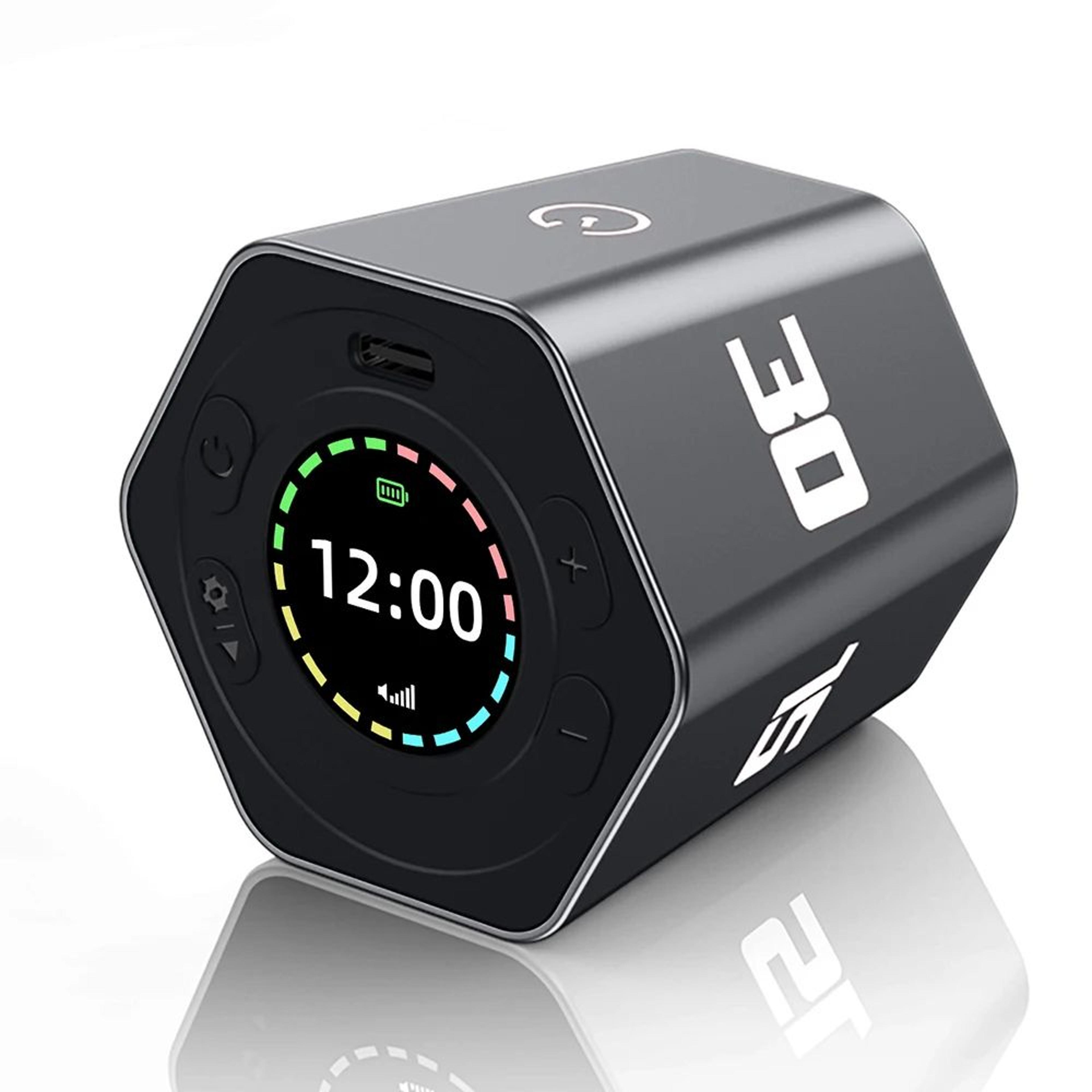 led hexagon flip timer – rechargeable digital countdown cube with custom timing for office exercise cooking & study