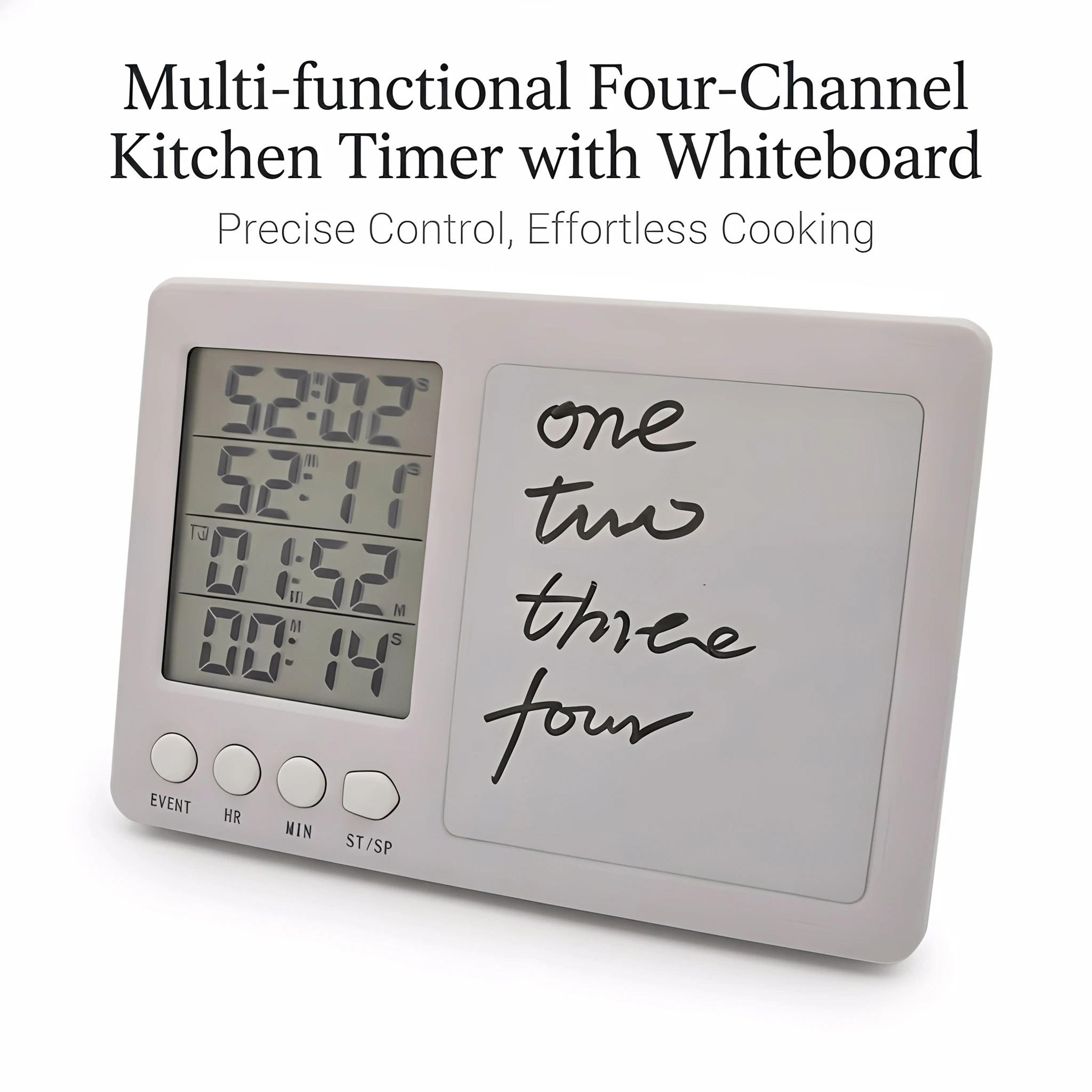 4 channel digital kitchen timer – large lcd countdown count up timer for cooking baking study & classroom use