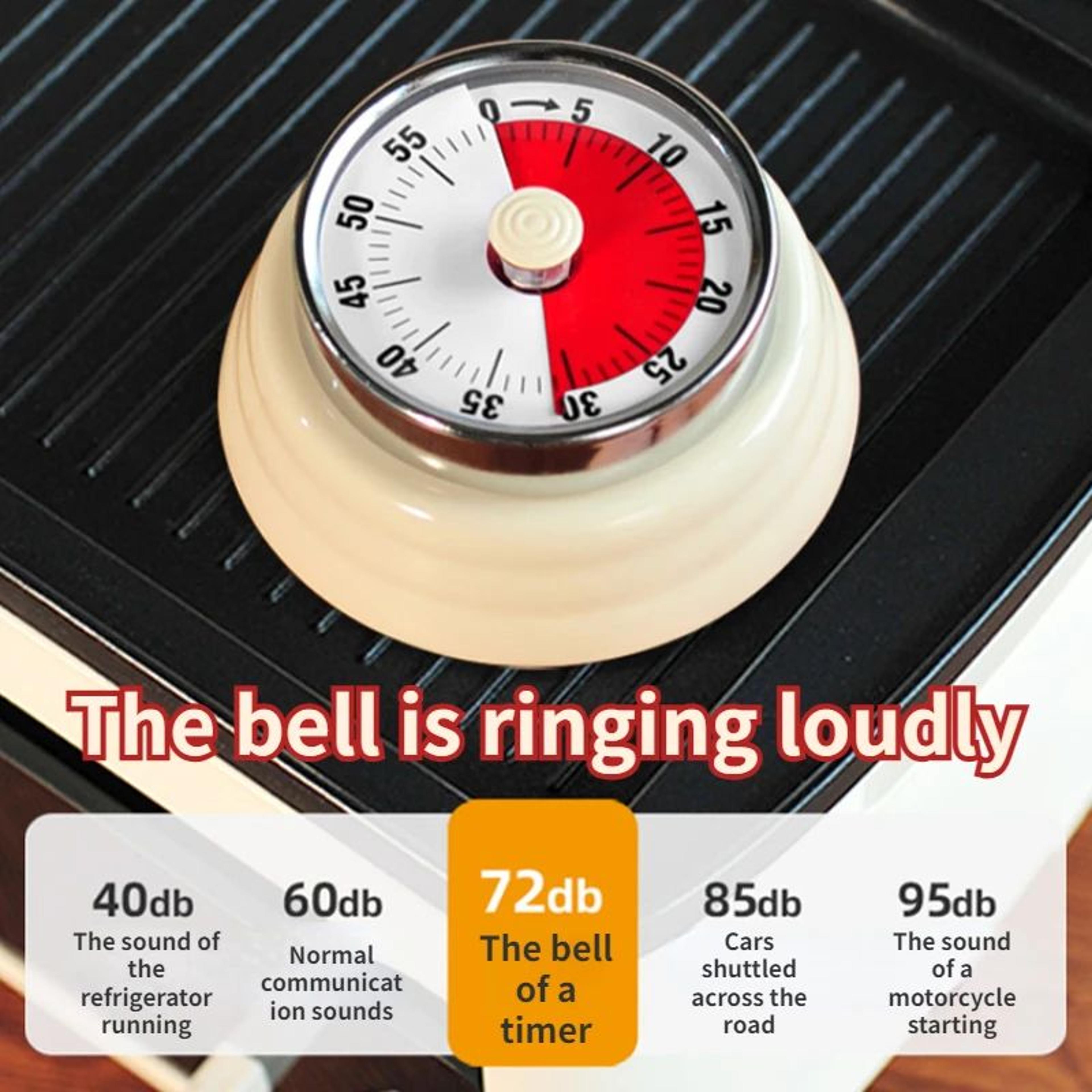 60 minute mechanical kitchen timer – magnetic visual countdown reminder for cooking, baking, school & kids