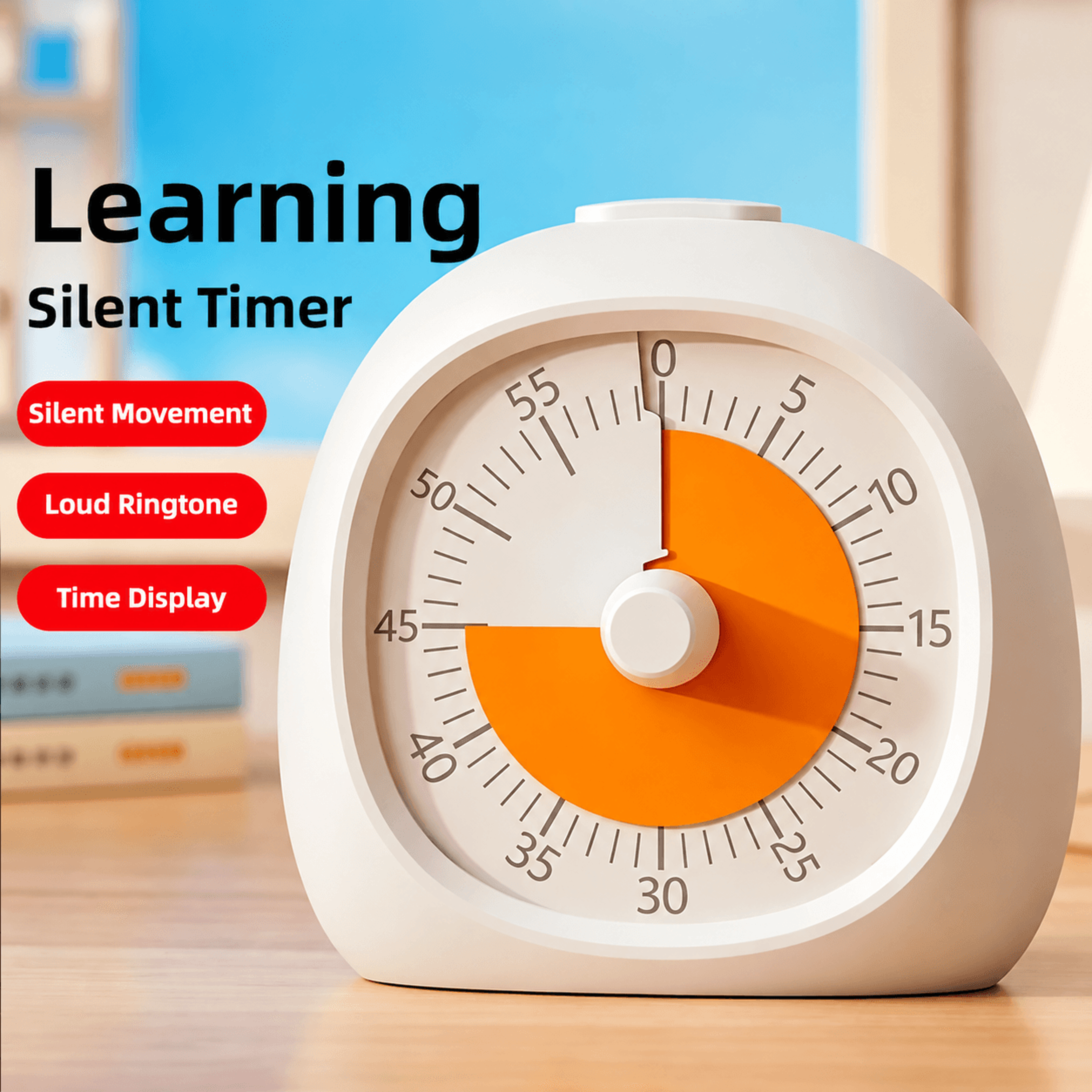 60-minute visual timer – silent clear countdown clock for kids study, classroom, kitchen, homework & focus management