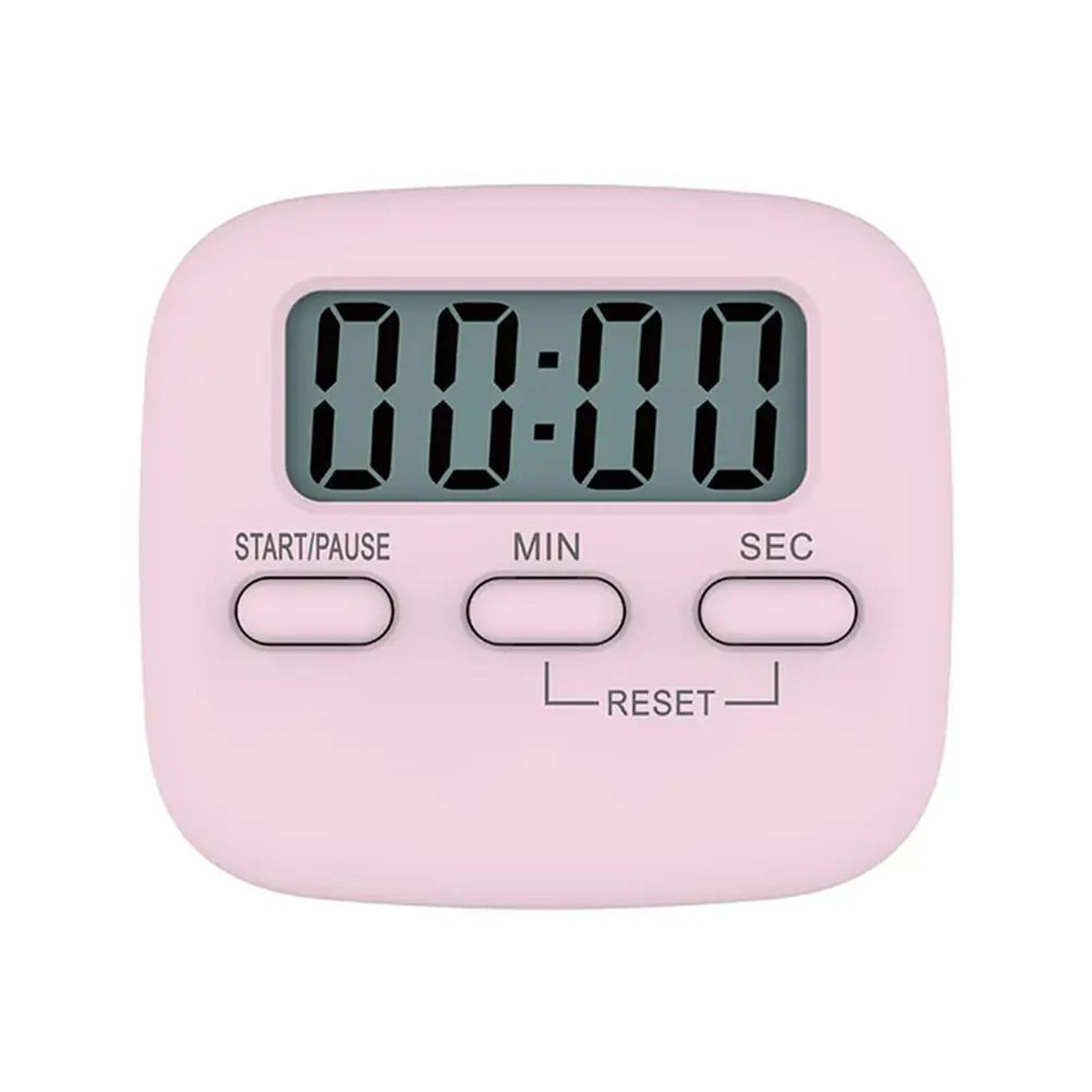 pink digital kitchen timer – loud alarm countdown stopwatch with large lcd, magnetic back & stand for cooking gym