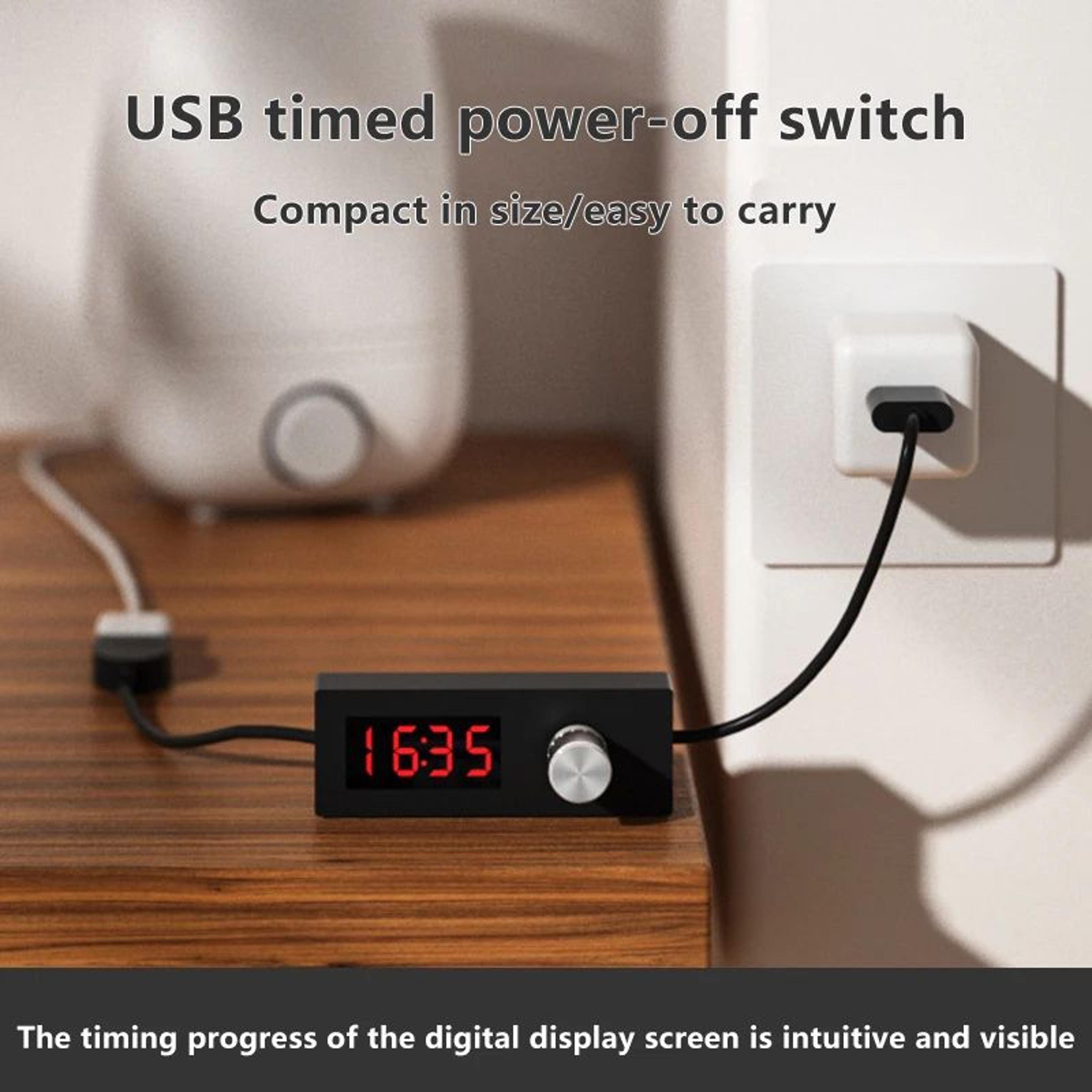 24h automatic shutdown timer – digital usb countdown switch cable with adjustable knob for home, office & devices