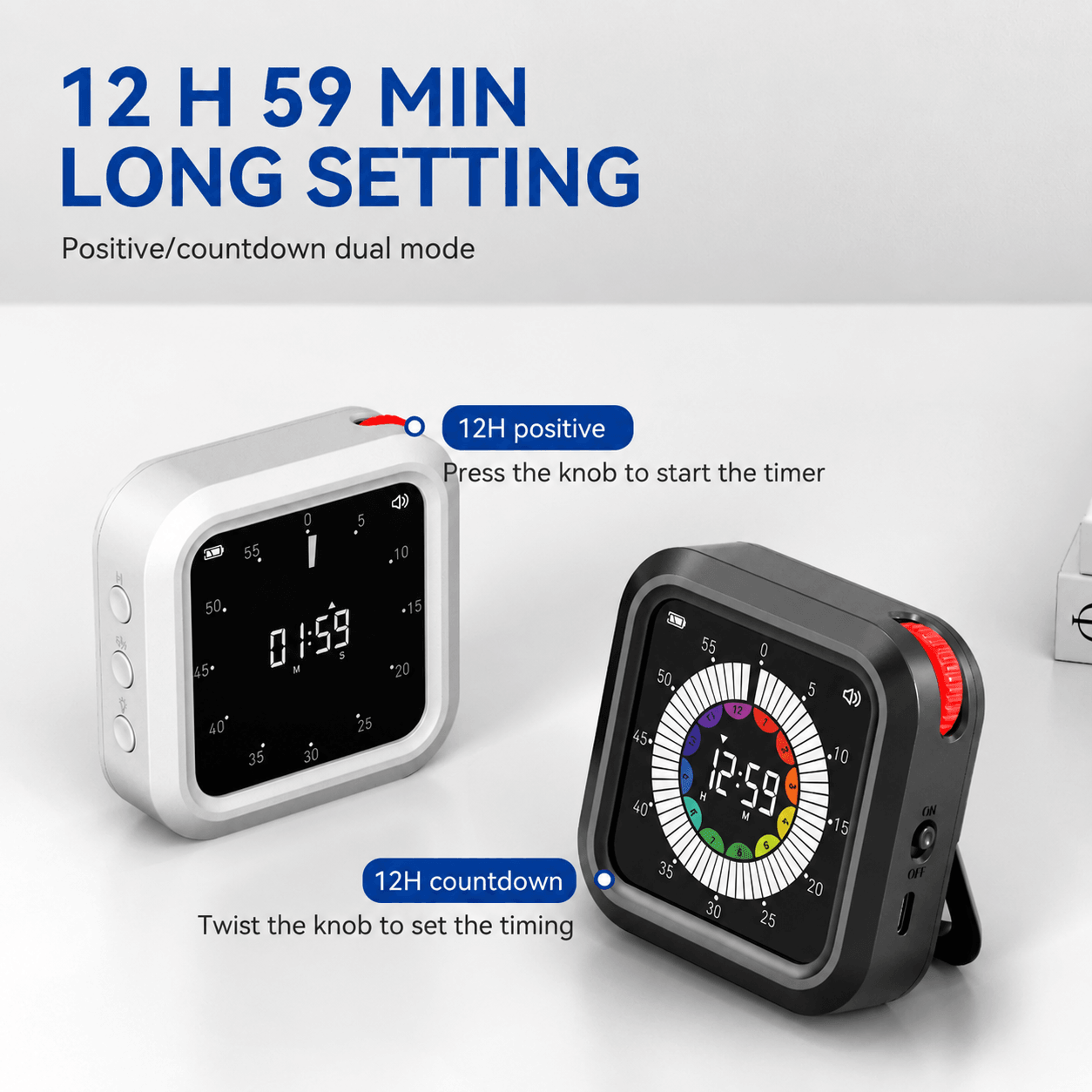 visual study timer – portable self discipline countdown time manager for students, kitchen baking & fitness