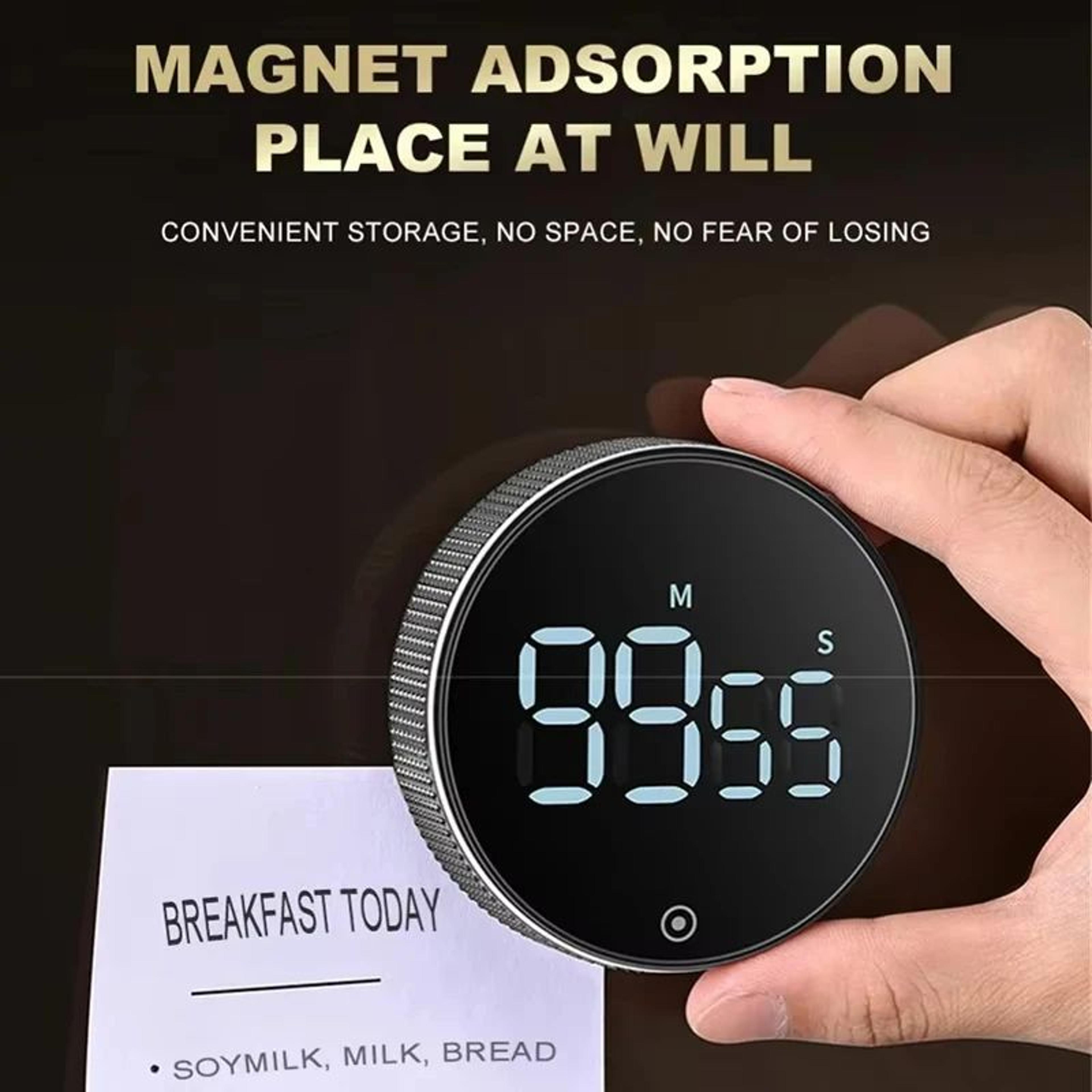 magnetic digital kitchen timer – rotating countdown alarm clock with led display for cooking, study, work & exercise