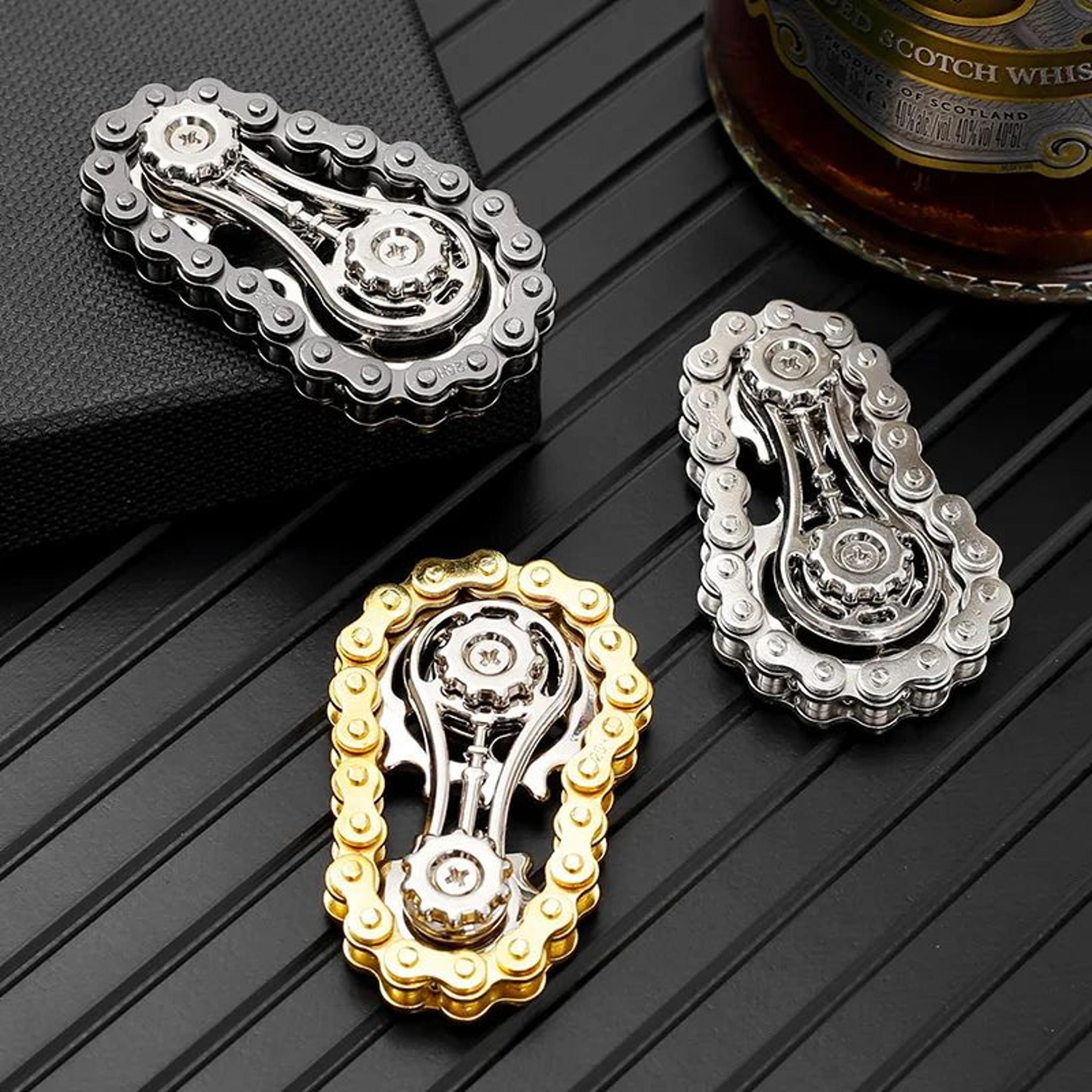 metal bike chain fidget spinner – cnc alloy sprocket flywheel fingertip gyro stress relief edc toy for adults & kids